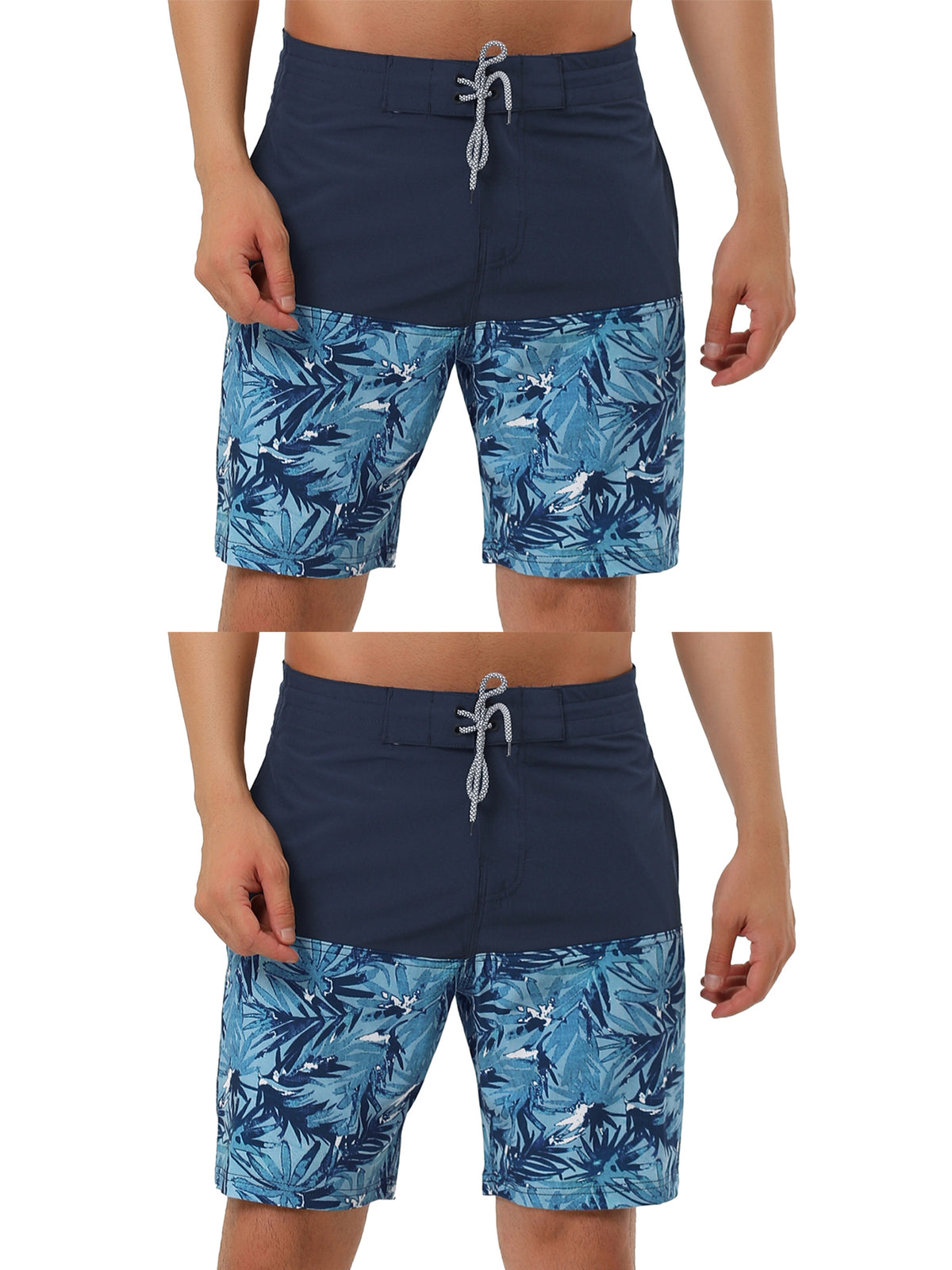[PACK SALES] Men's 2 Pieces Summer Swim Shorts Color Block Beach Board Shorts