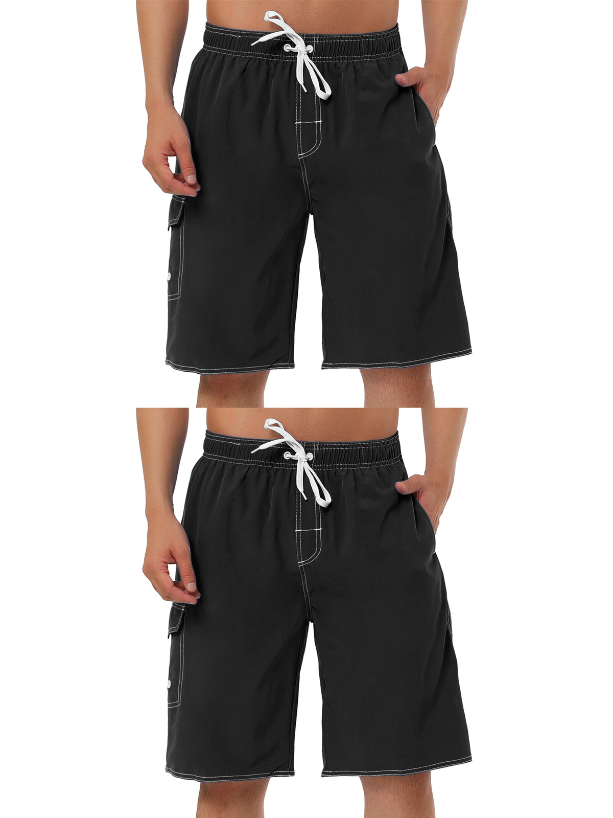 [PACK SALES] Men's 2 Pieces Summer Holiday Drawstring Waist Solid Beach Board Shorts