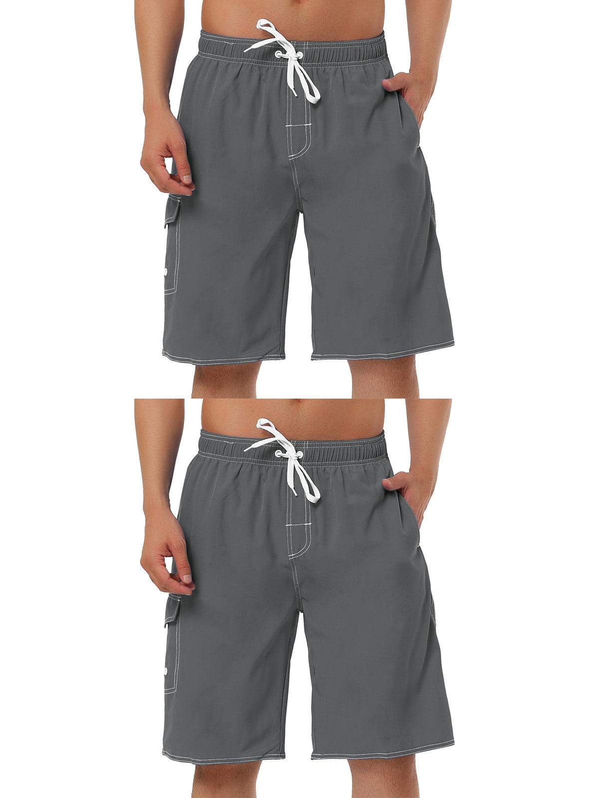 [PACK SALES] Men's 2 Pieces Summer Holiday Drawstring Waist Solid Beach Board Shorts