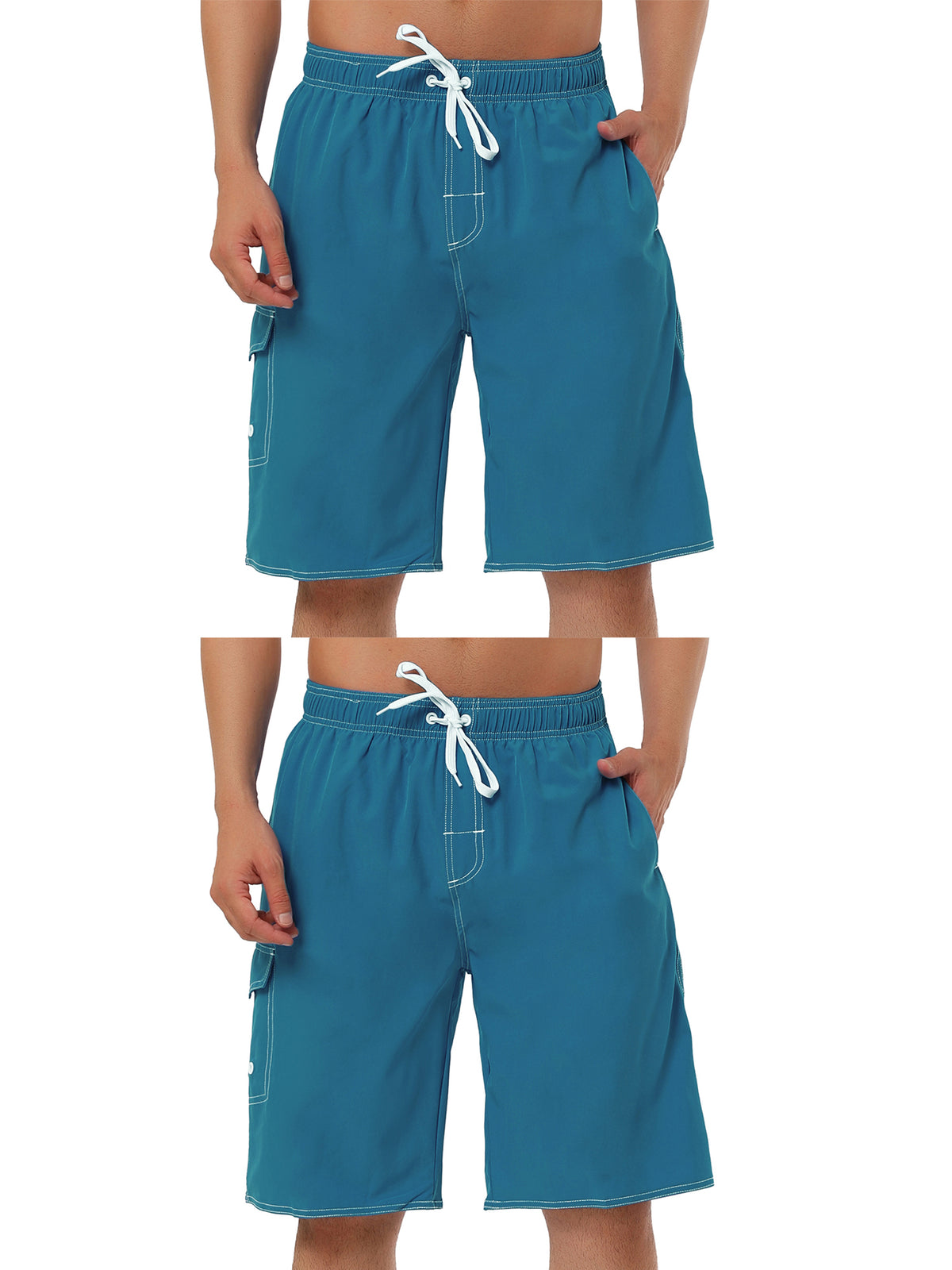 [PACK SALES] Men's 2 Pieces Summer Holiday Drawstring Waist Solid Beach Board Shorts