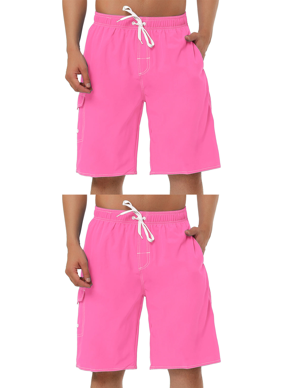 [PACK SALES] Men's 2 Pieces Summer Holiday Drawstring Waist Solid Beach Board Shorts