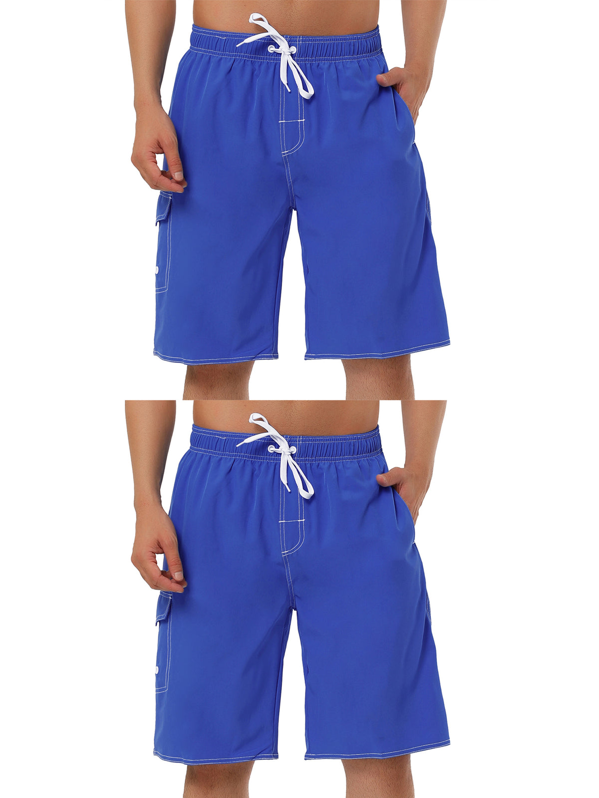 [PACK SALES] Men's 2 Pieces Summer Holiday Drawstring Waist Solid Beach Board Shorts
