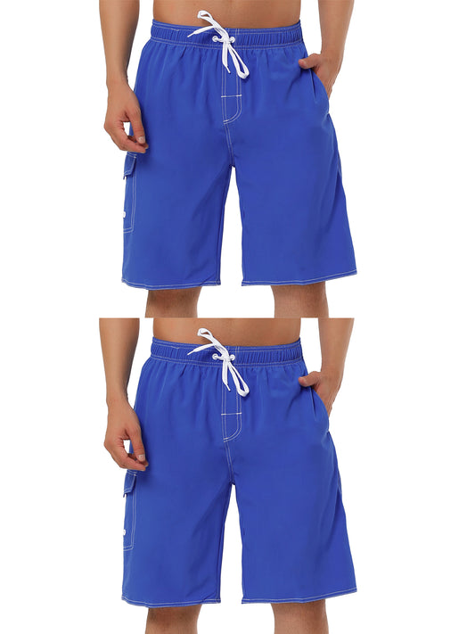 [PACK SALES] Men's 2 Pieces Summer Holiday Drawstring Waist Solid Beach Board Shorts