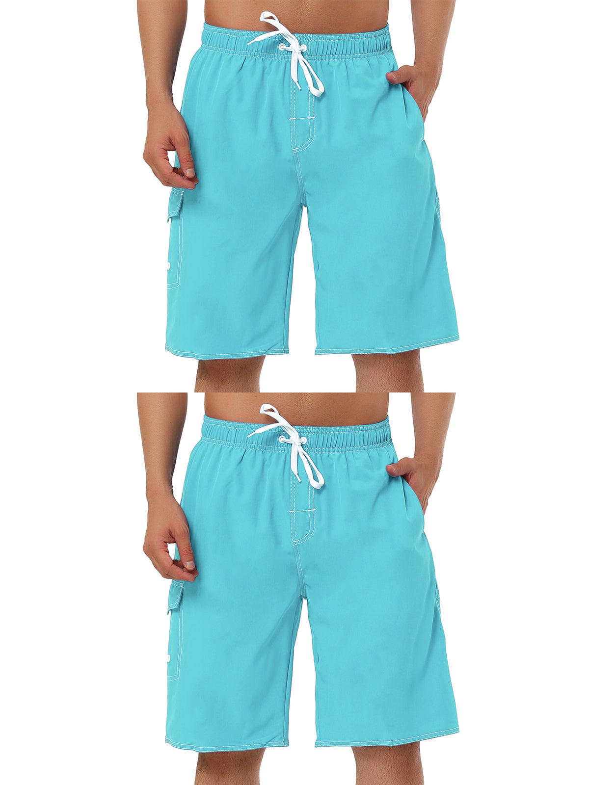 [PACK SALES] Men's 2 Pieces Summer Holiday Drawstring Waist Solid Beach Board Shorts