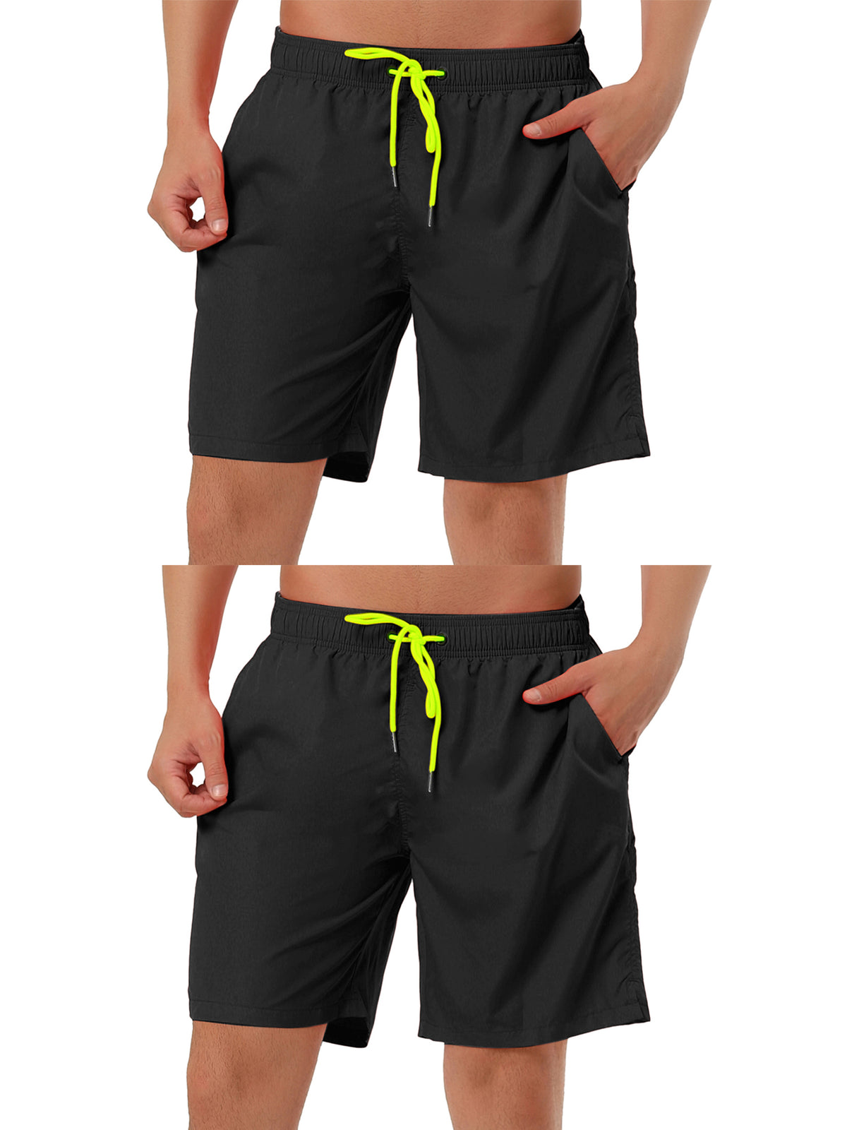 [PACK SALES] Men's 2 Pieces Drawstring Surfing Mesh Lining Solid Swimwear Beach Board Shorts