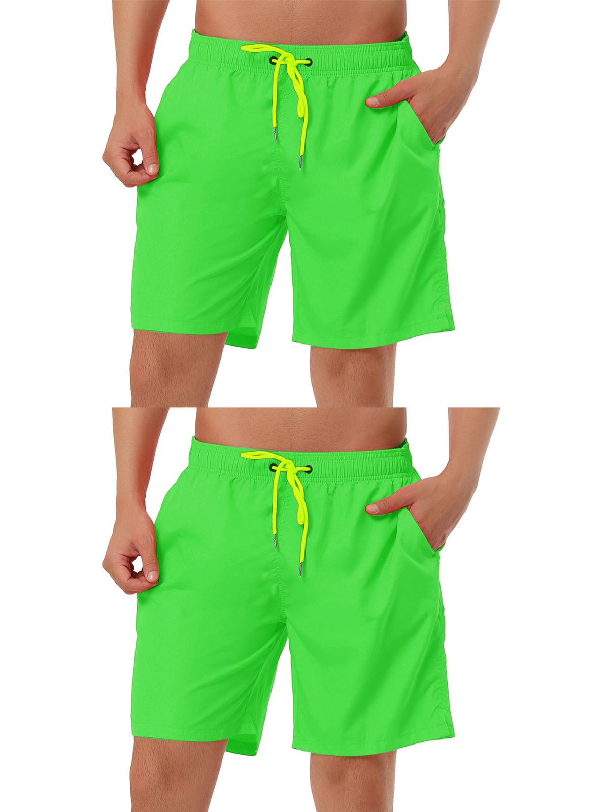 [PACK SALES] Men's 2 Pieces Drawstring Surfing Mesh Lining Solid Swimwear Beach Board Shorts