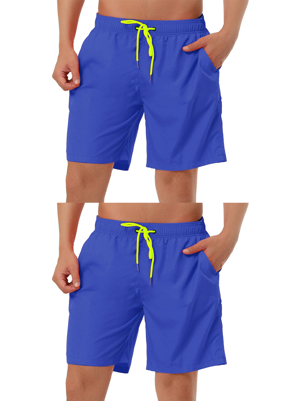 [PACK SALES] Men's 2 Pieces Drawstring Surfing Mesh Lining Solid Swimwear Beach Board Shorts