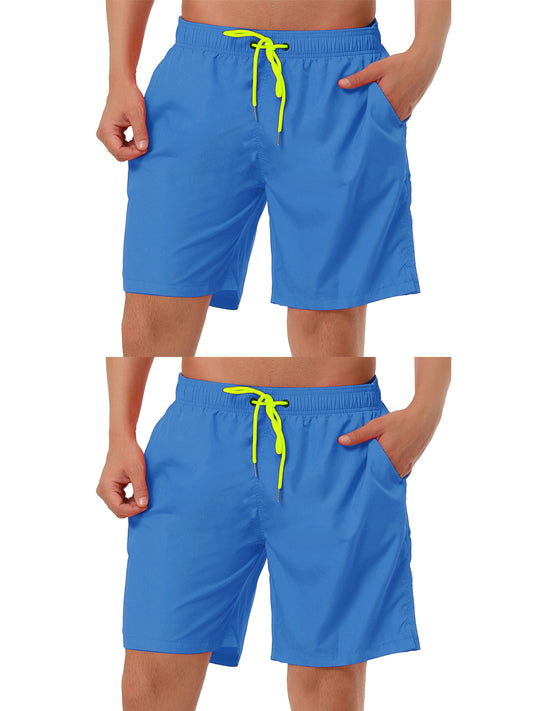 [PACK SALES] Men's 2 Pieces Drawstring Surfing Mesh Lining Solid Swimwear Beach Board Shorts