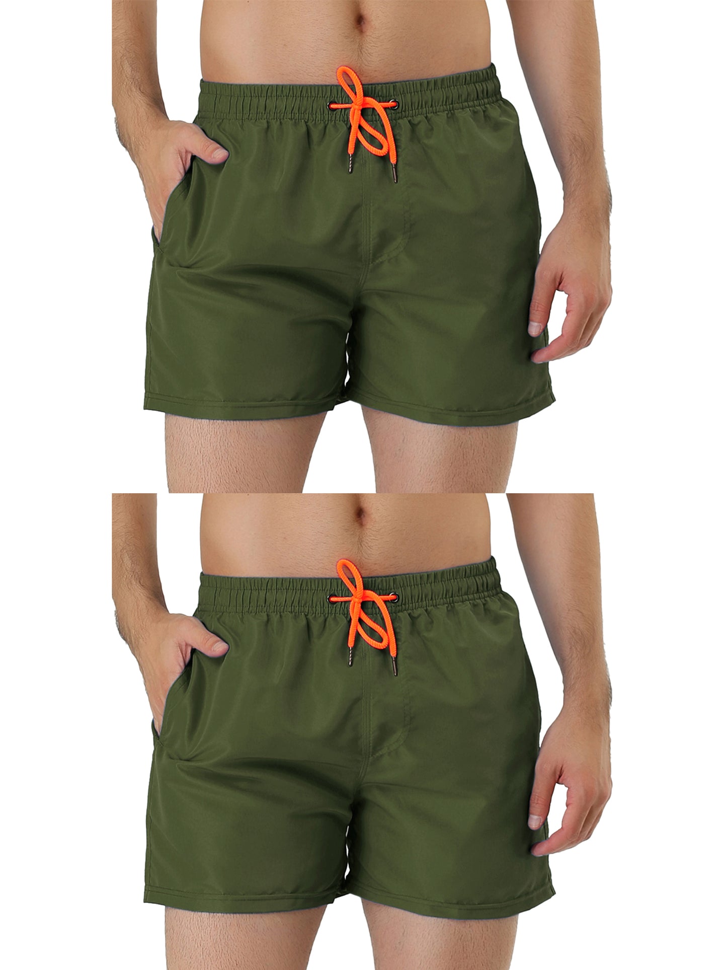 [PACK SALES] Men's 2 Pieces Summer Solid Color Adjustable Waist Regular Swimming Trunks