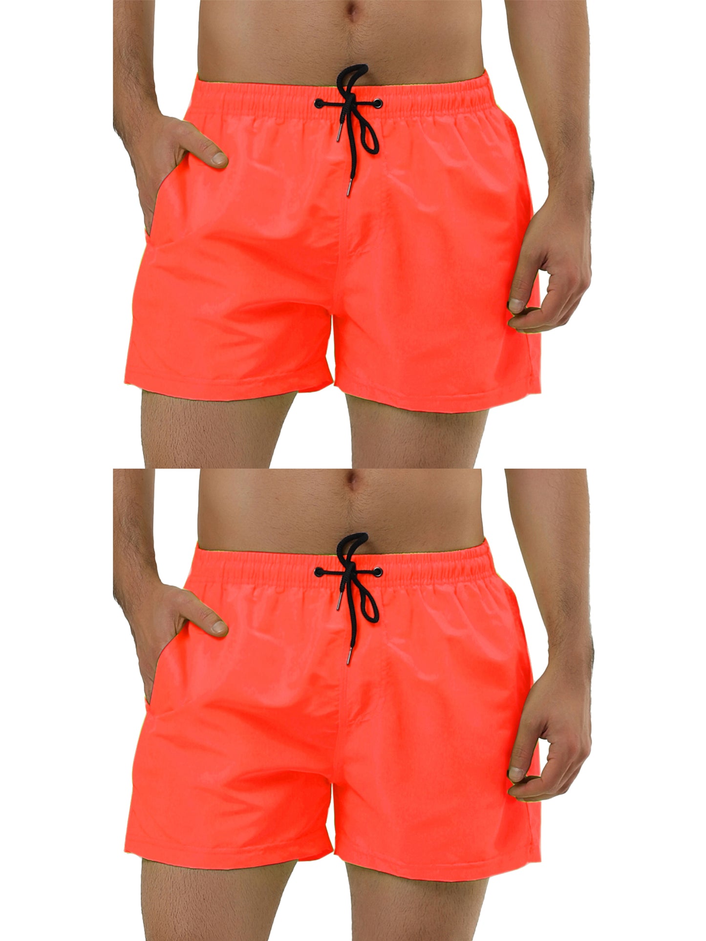 [PACK SALES] Men's 2 Pieces Summer Solid Color Adjustable Waist Regular Swimming Trunks