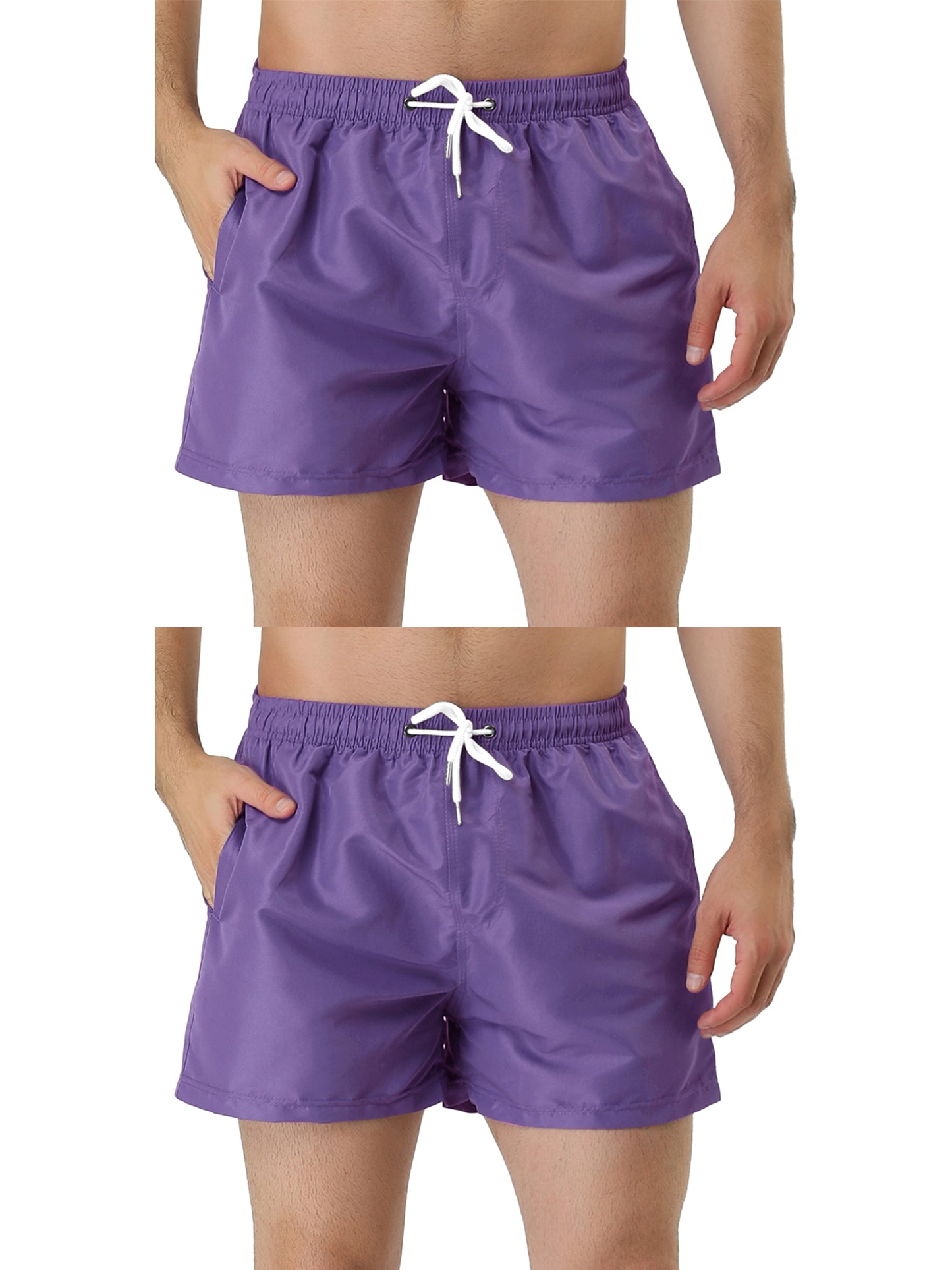 [PACK SALES] Men's 2 Pieces Summer Solid Color Adjustable Waist Regular Swimming Trunks