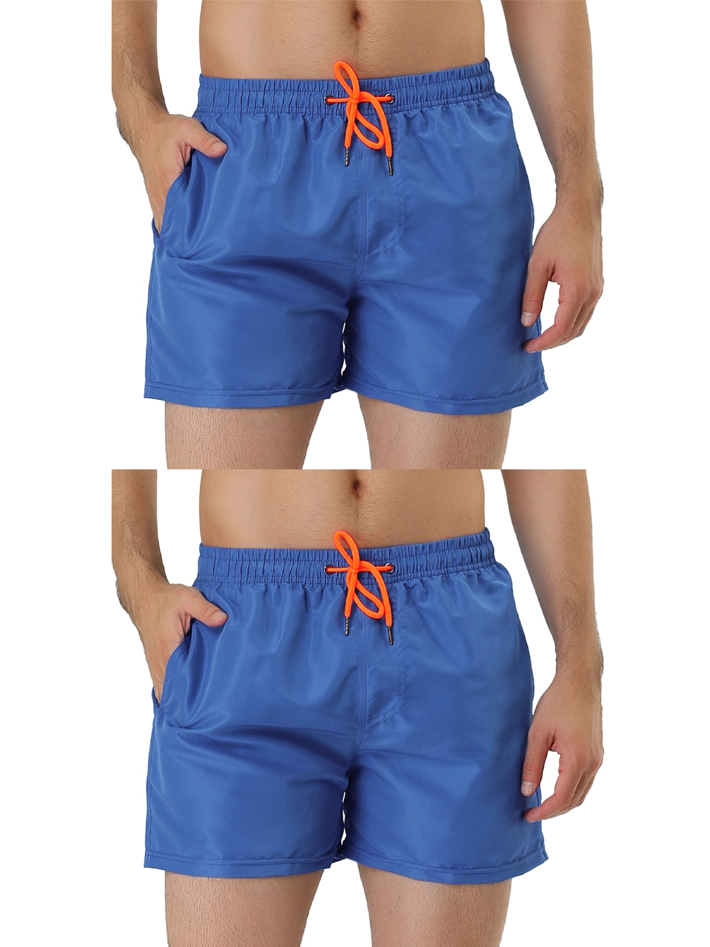 [PACK SALES] Men's 2 Pieces Summer Solid Color Adjustable Waist Regular Swimming Trunks