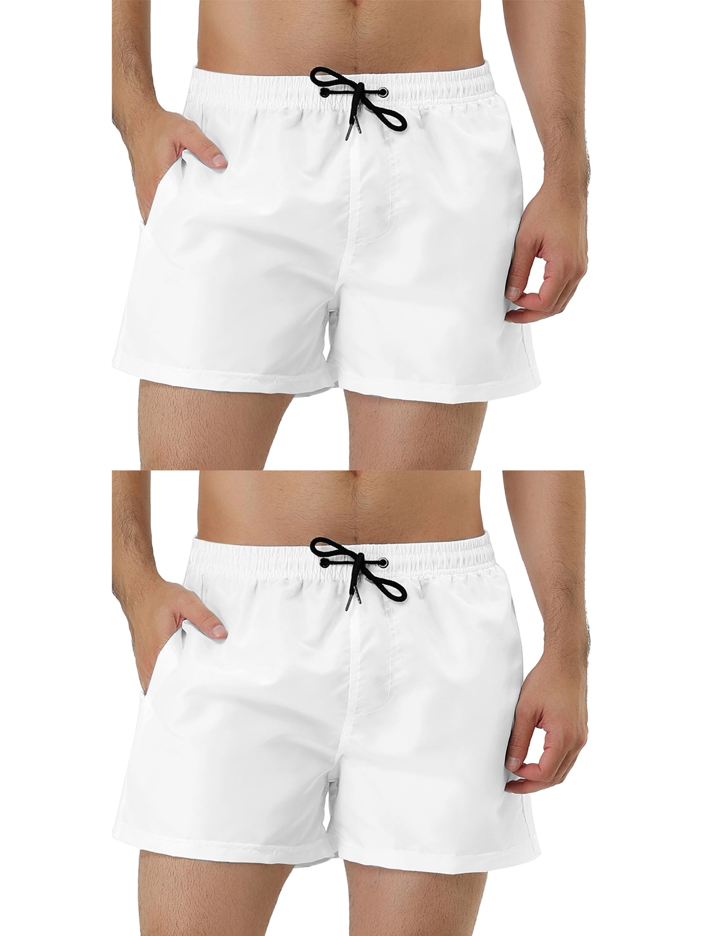 [PACK SALES] Men's 2 Pieces Summer Solid Color Adjustable Waist Regular Swimming Trunks