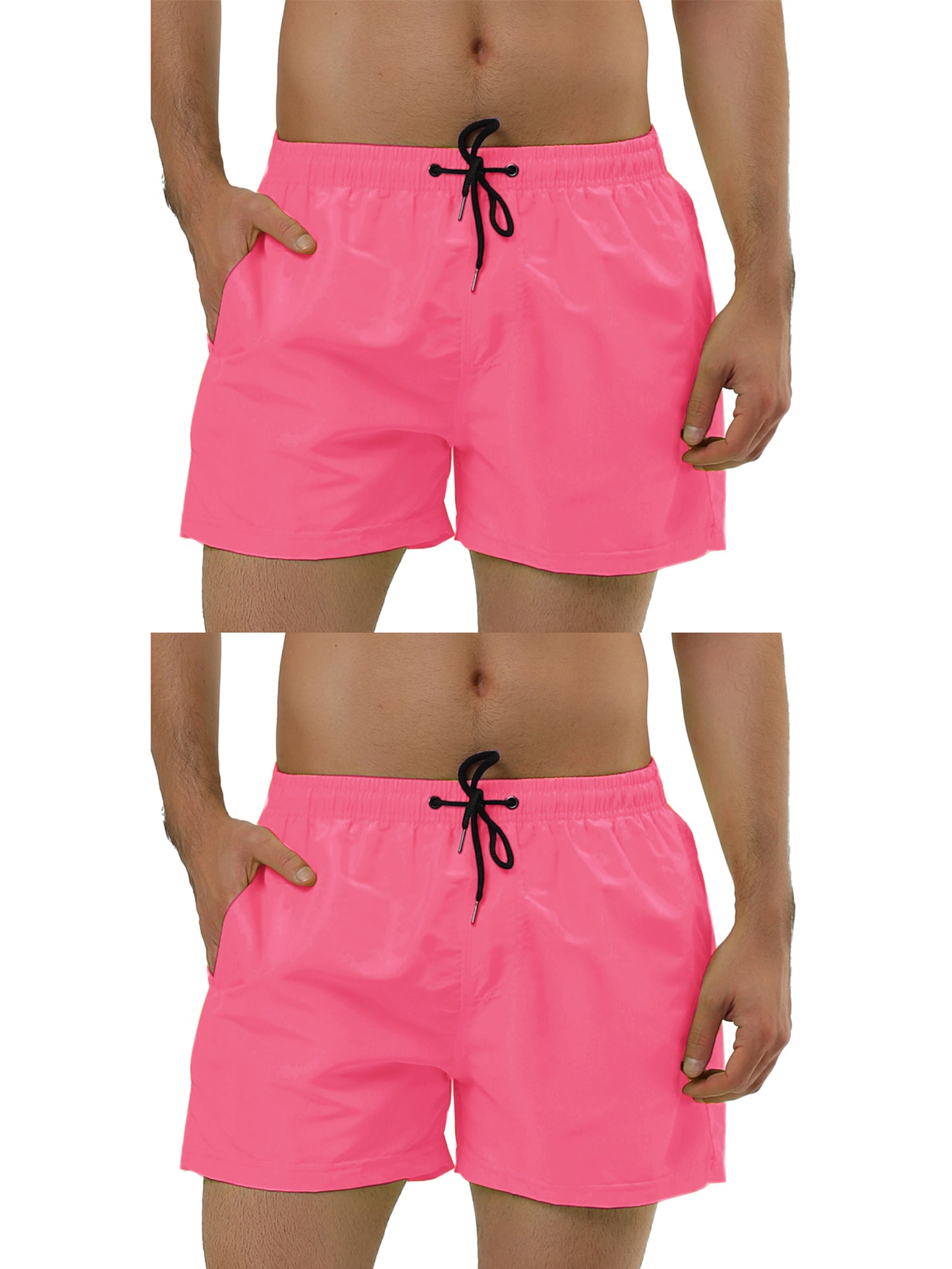 [PACK SALES] Men's 2 Pieces Summer Solid Color Adjustable Waist Regular Swimming Trunks