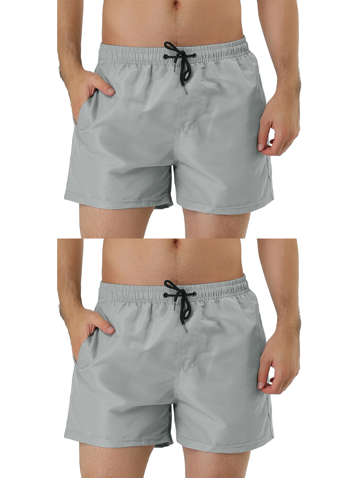 [PACK SALES] Men's 2 Pieces Solid Color Summer Drawstring Waist Beach Swim Trunks