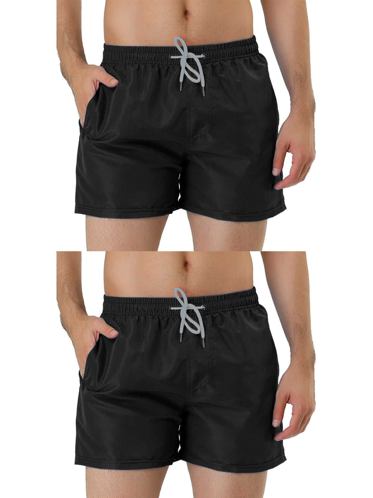 [PACK SALES] Men's 2 Pieces Solid Color Summer Drawstring Waist Beach Swim Trunks