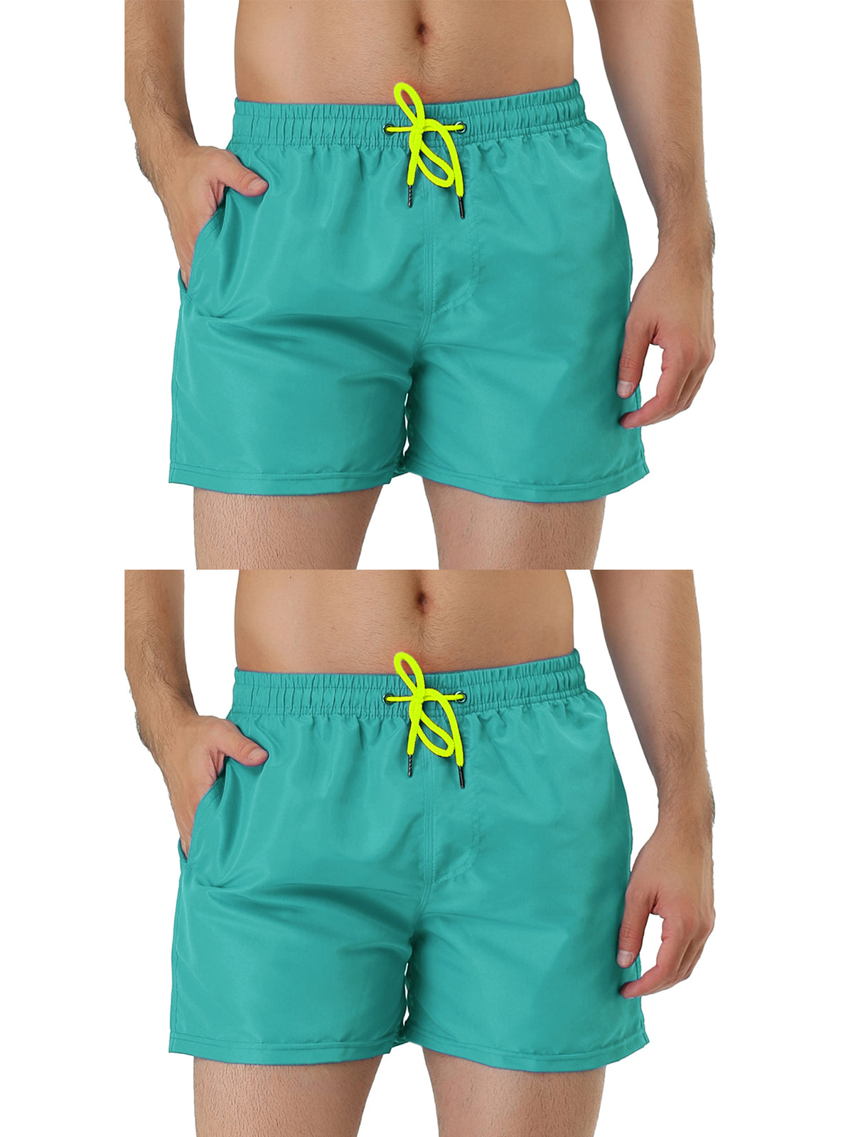 [PACK SALES] Men's 2 Pieces Solid Color Summer Drawstring Waist Beach Swim Trunks