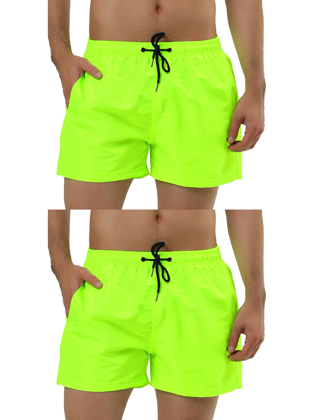 [PACK SALES] Men's 2 Pieces Solid Color Summer Drawstring Waist Beach Swim Trunks
