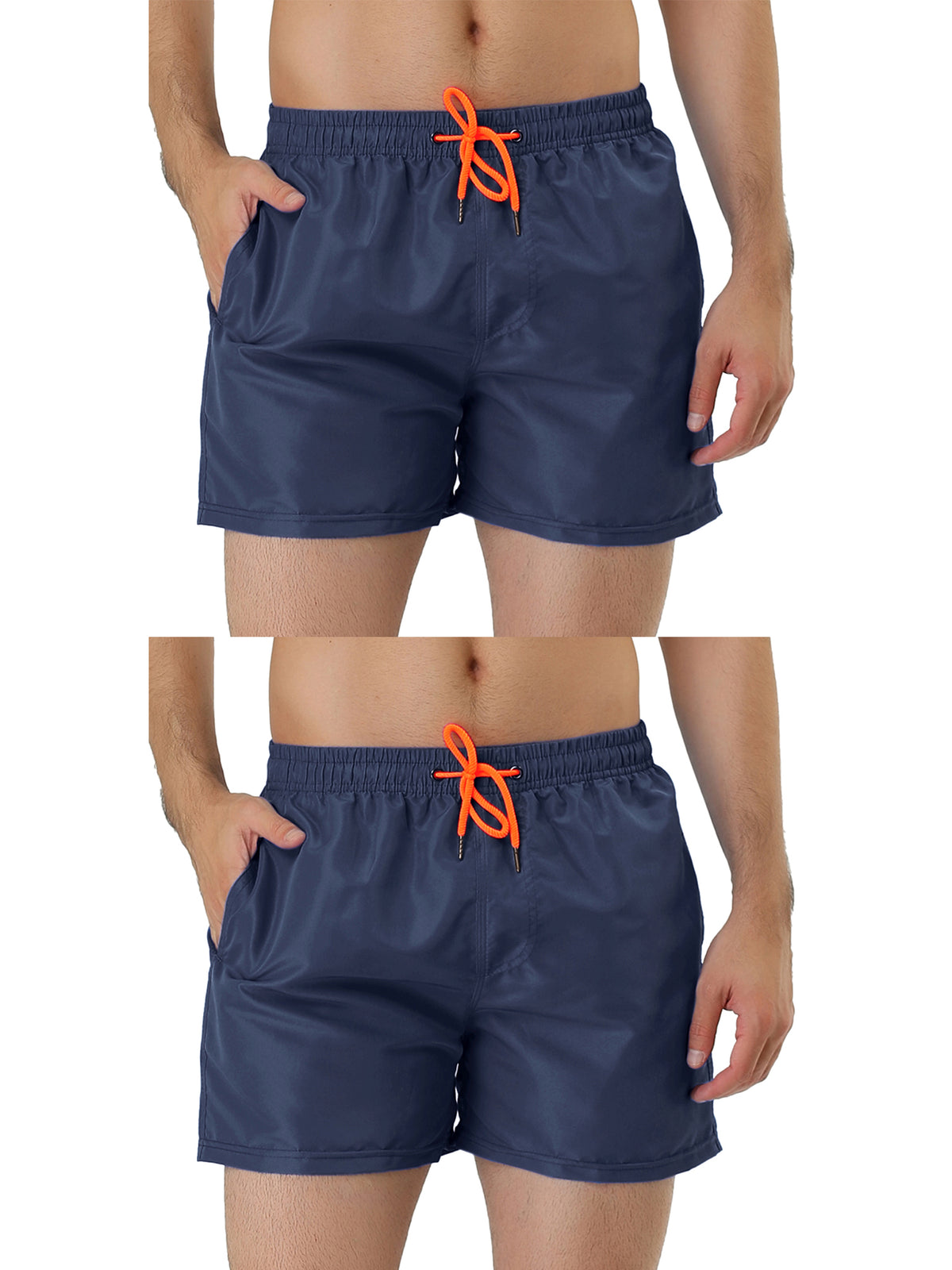 [PACK SALES] Men's 2 Pieces Solid Color Summer Drawstring Waist Beach Swim Trunks