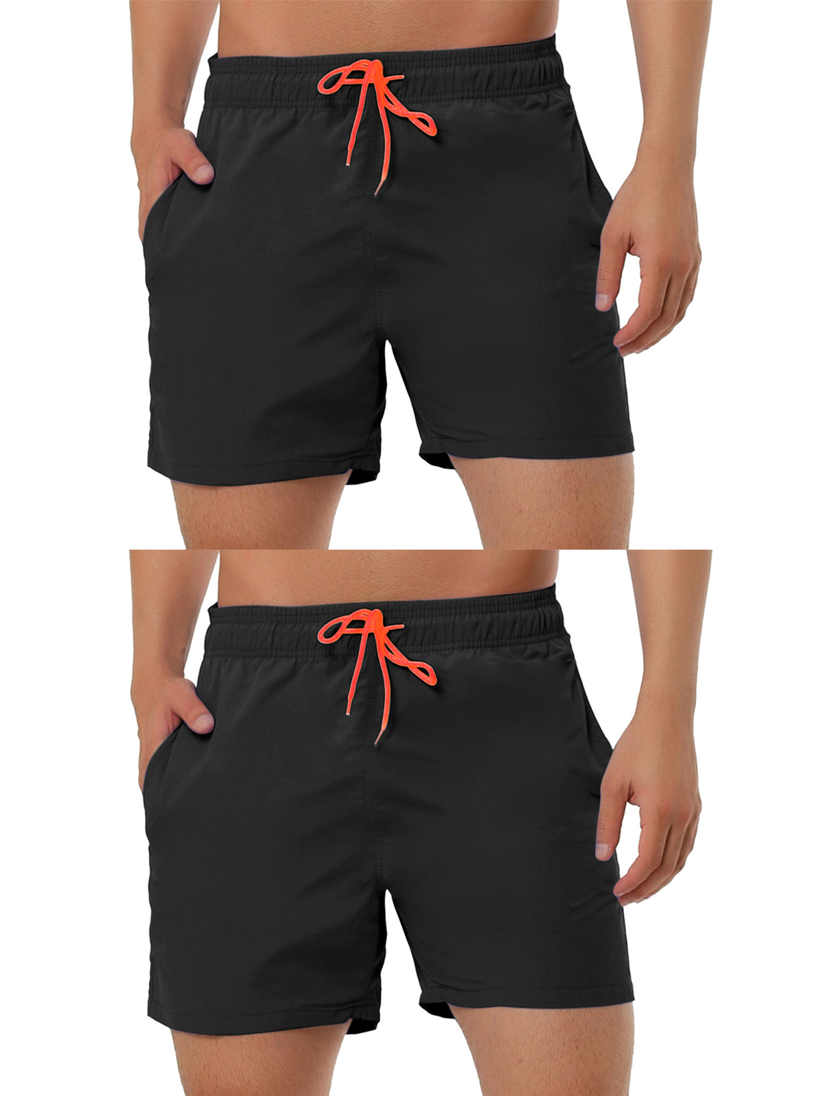 [PACK SALES] Men's 2 Pieces Holiday Beach Solid Color Adjustable Waist Bathing Swim Shorts