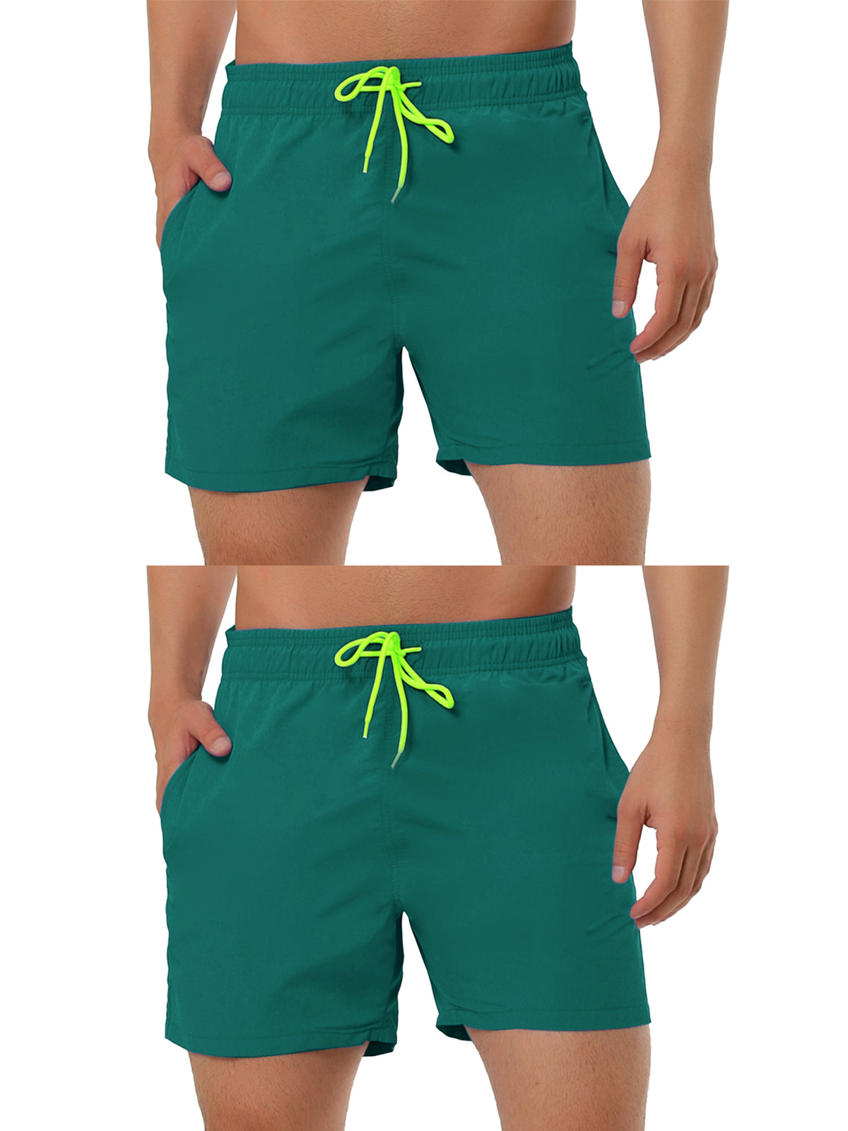 [PACK SALES] Men's 2 Pieces Holiday Beach Solid Color Adjustable Waist Bathing Swim Shorts