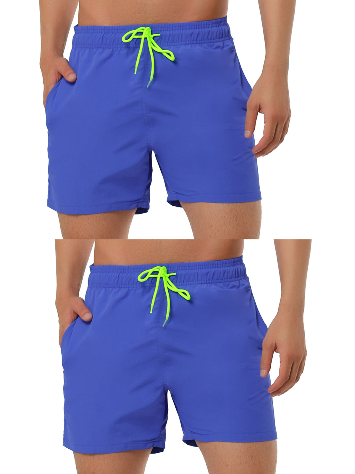 [PACK SALES] Men's 2 Pieces Holiday Beach Solid Color Adjustable Waist Bathing Swim Shorts