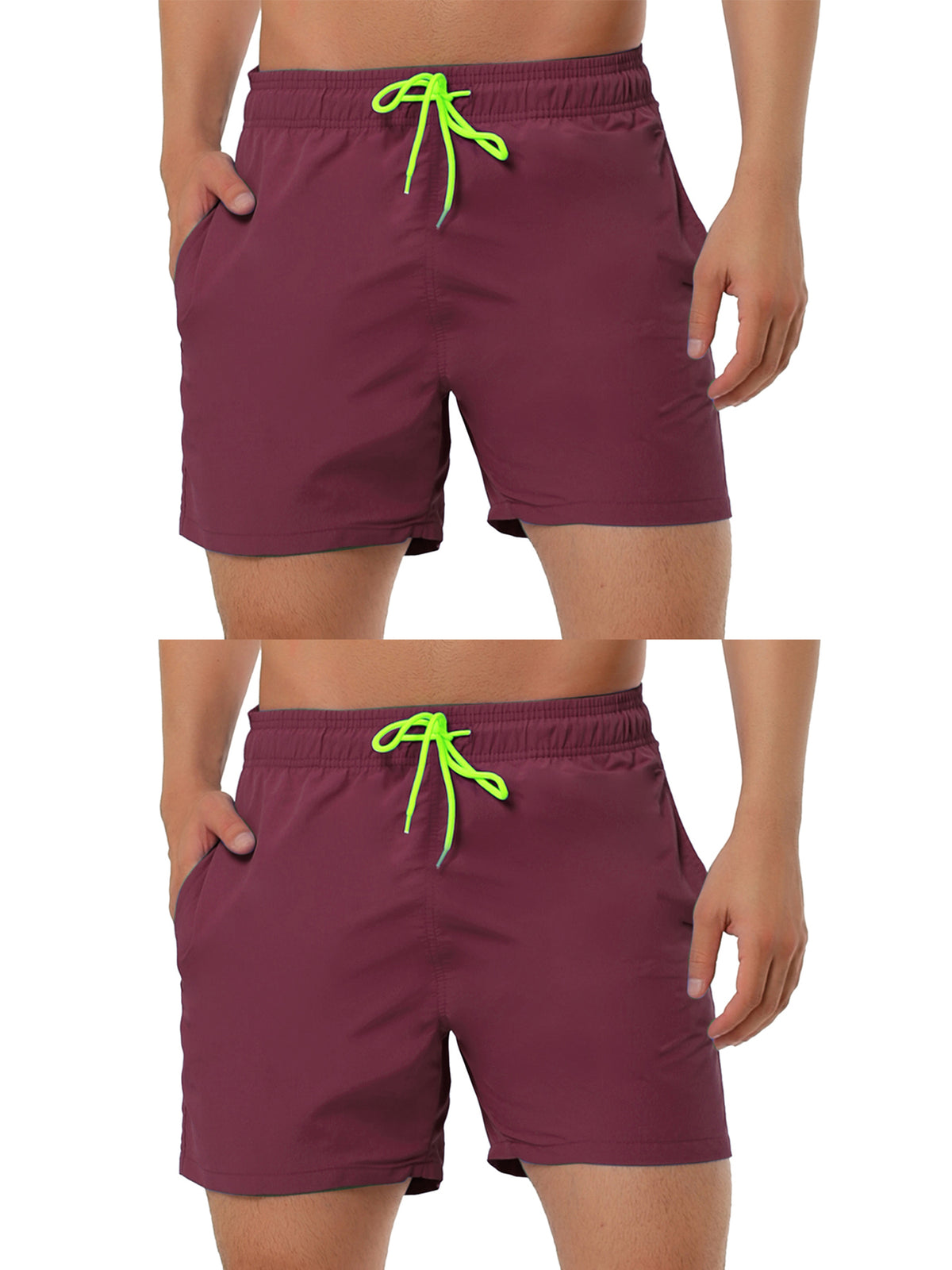 [PACK SALES] Men's 2 Pieces Holiday Beach Solid Color Adjustable Waist Bathing Swim Shorts