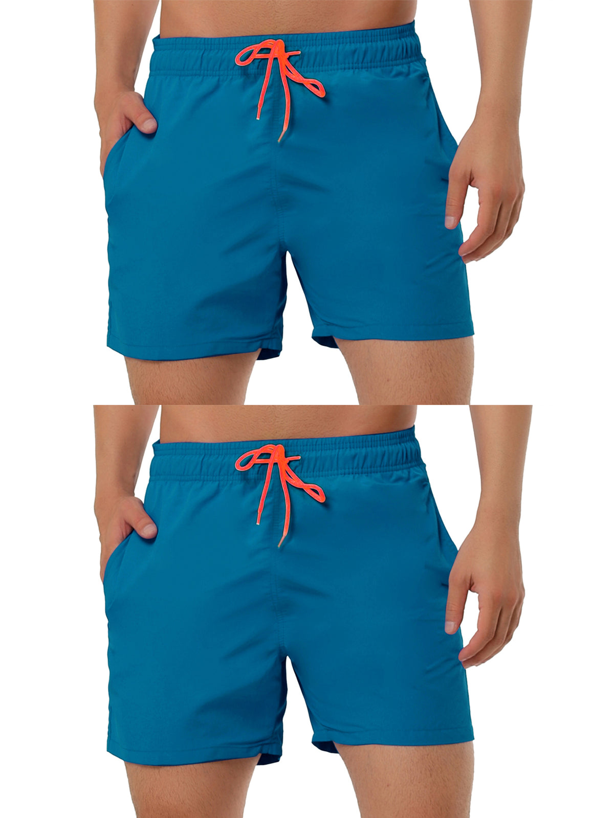 [PACK SALES] Men's 2 Pieces Holiday Beach Solid Color Adjustable Waist Bathing Swim Shorts