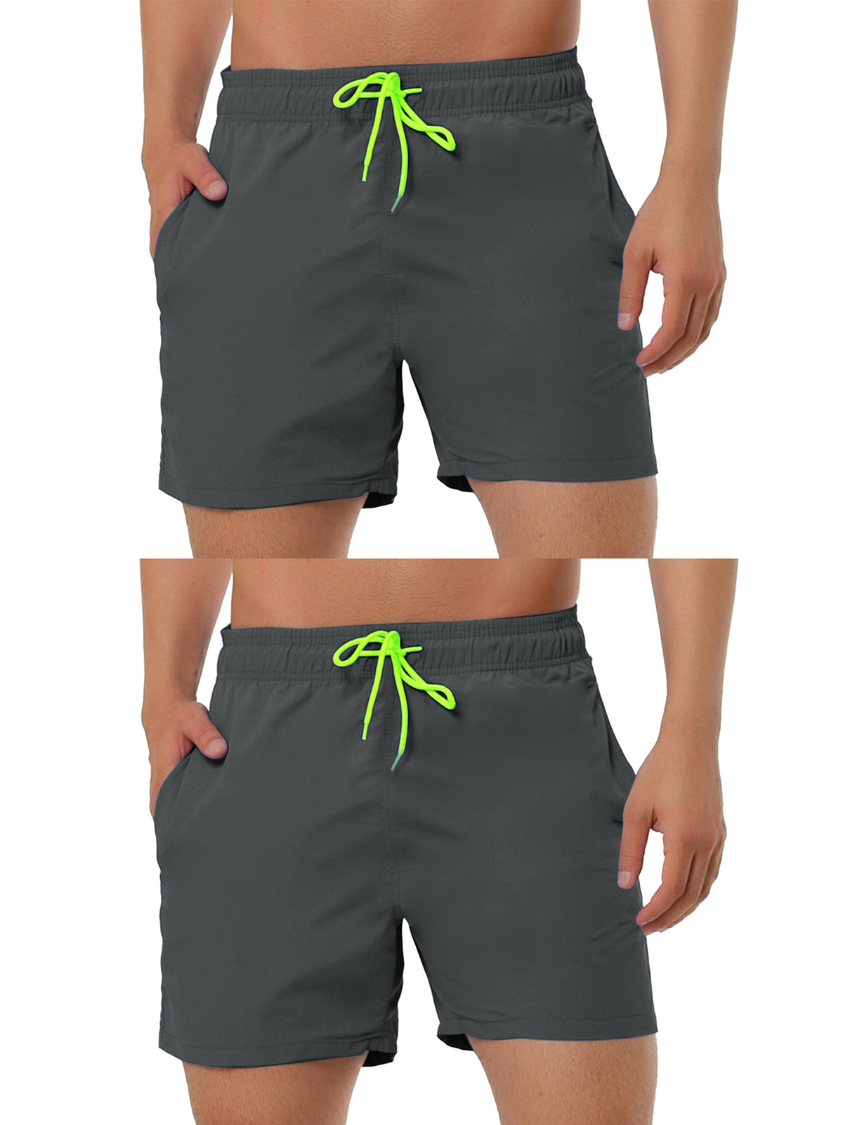 [PACK SALES] Men's 2 Pieces Solid Color Lightweight Summer Surfing Beach Swim Shorts