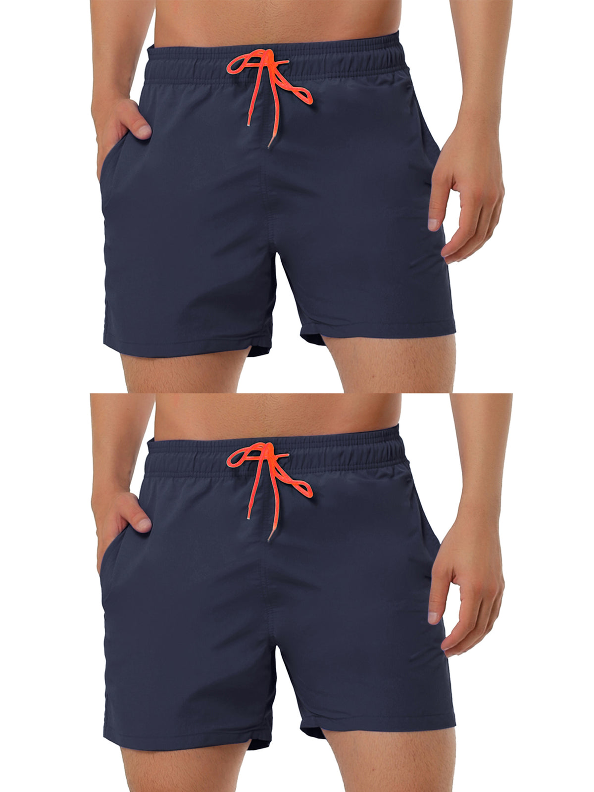 [PACK SALES] Men's 2 Pieces Solid Color Lightweight Summer Surfing Beach Swim Shorts