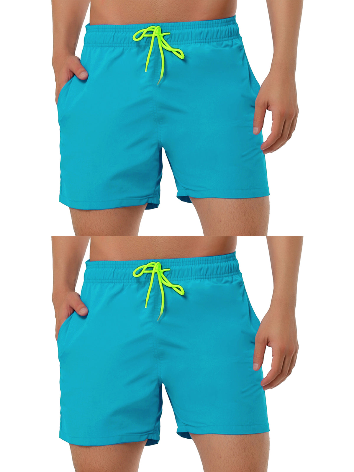 [PACK SALES] Men's 2 Pieces Solid Color Lightweight Summer Surfing Beach Swim Shorts