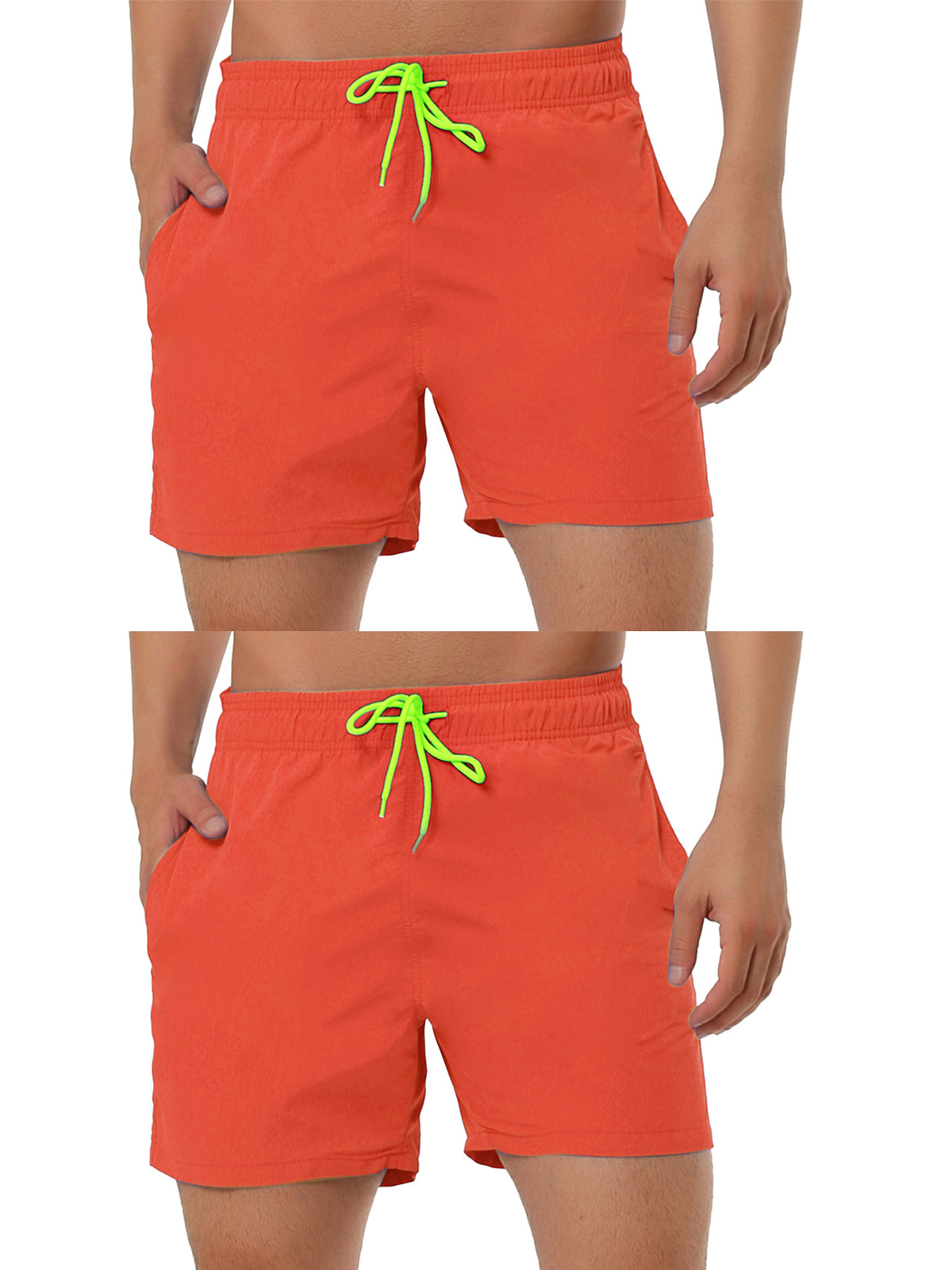[PACK SALES] Men's 2 Pieces Solid Color Lightweight Summer Surfing Beach Swim Shorts