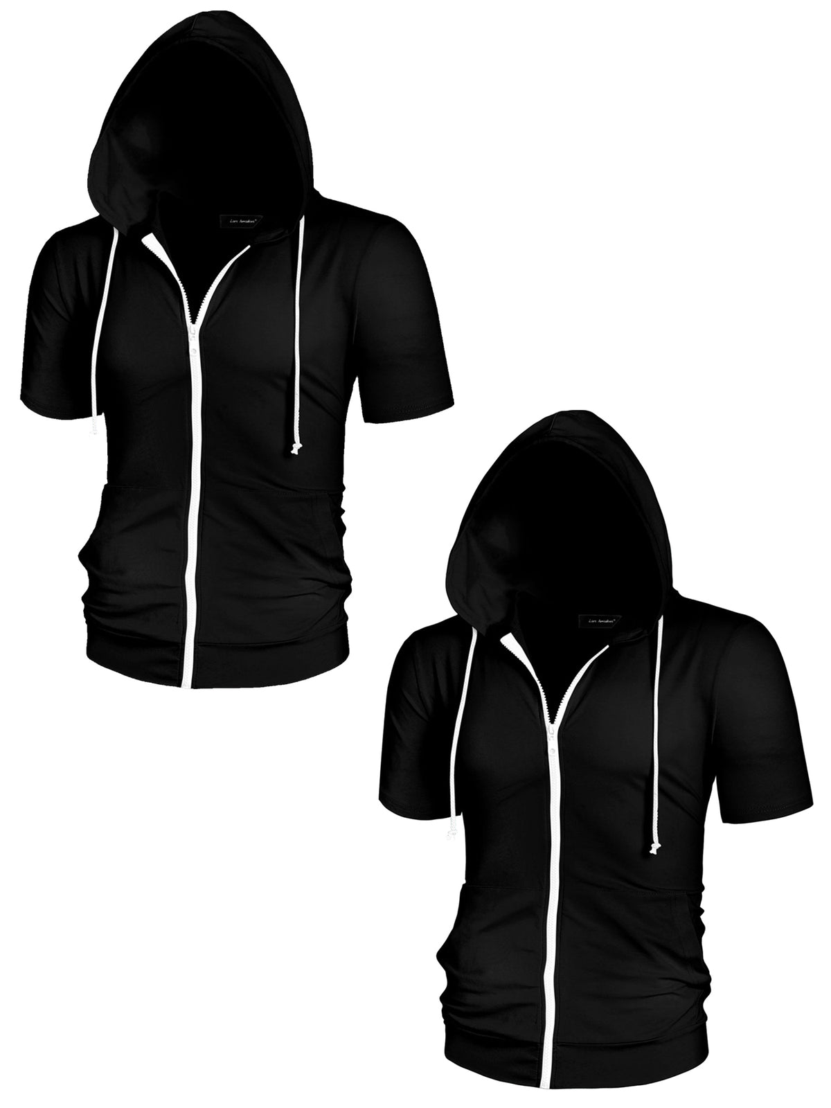[PACK SALES] Men's 2 Pieces Summer Lightweight Zip Up Short Sleeves Hooded Sweatshirt
