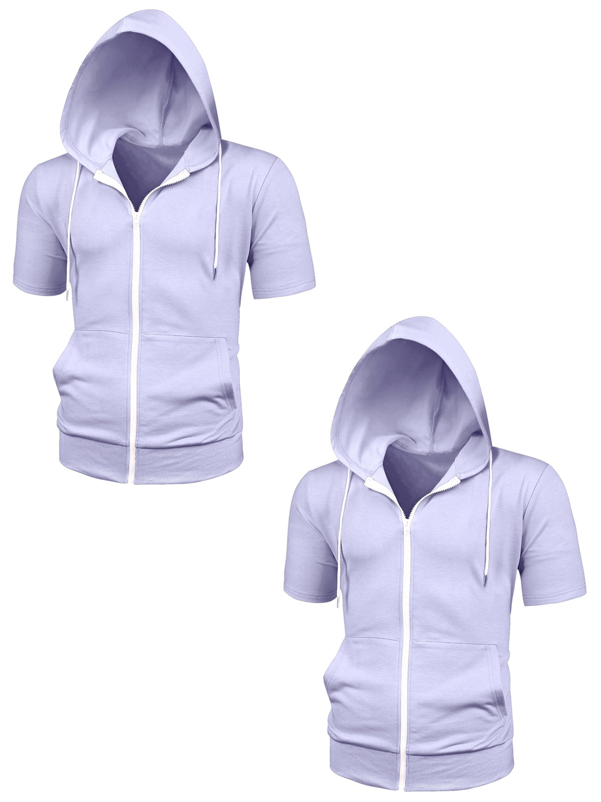 [PACK SALES] Men's 2 Pieces Summer Lightweight Zip Up Short Sleeves Hooded Sweatshirt