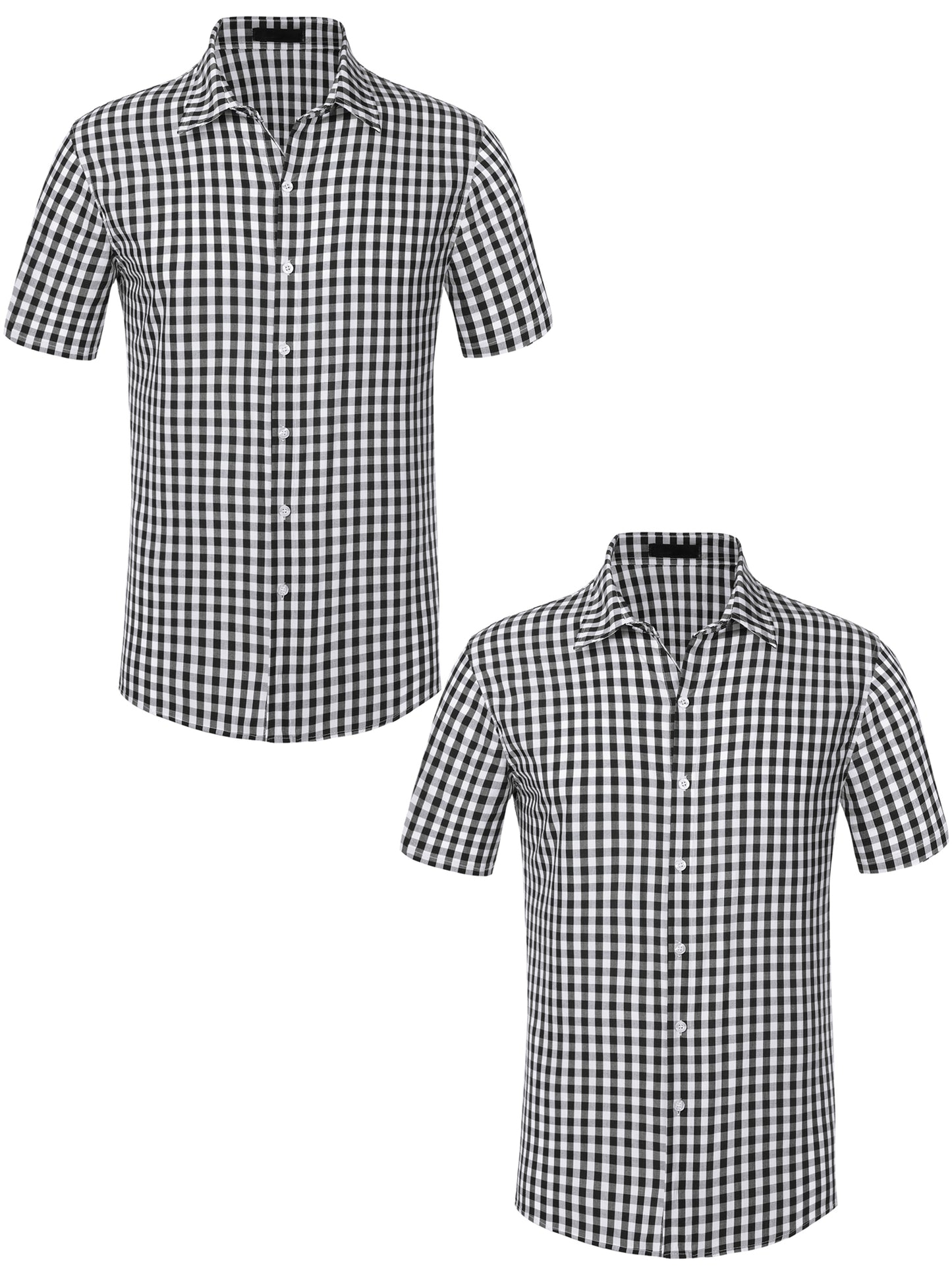 [PACK SALES] Men's 2 Pieces Short Sleeves Formal Plaid Checks Dress Shirts