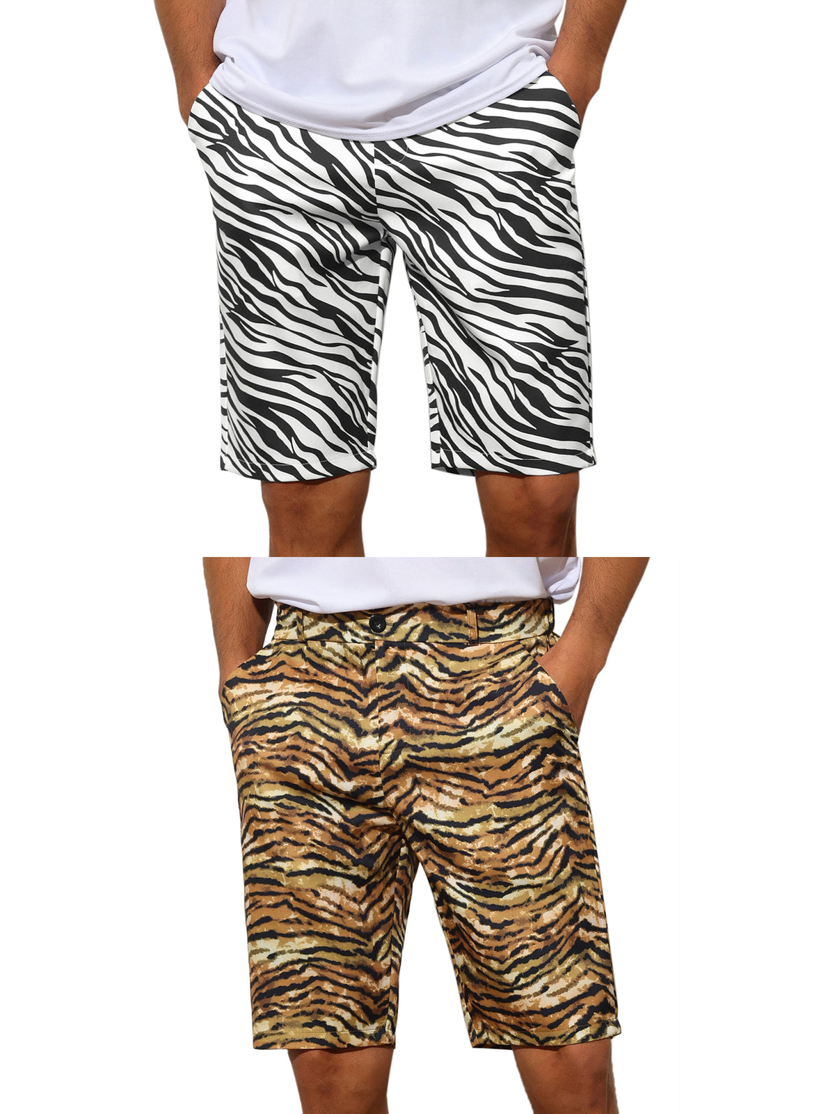 [PACK SALES] Men's 2 Pieces Regular Fit Summer Shorts Pants Animal Print Shorts