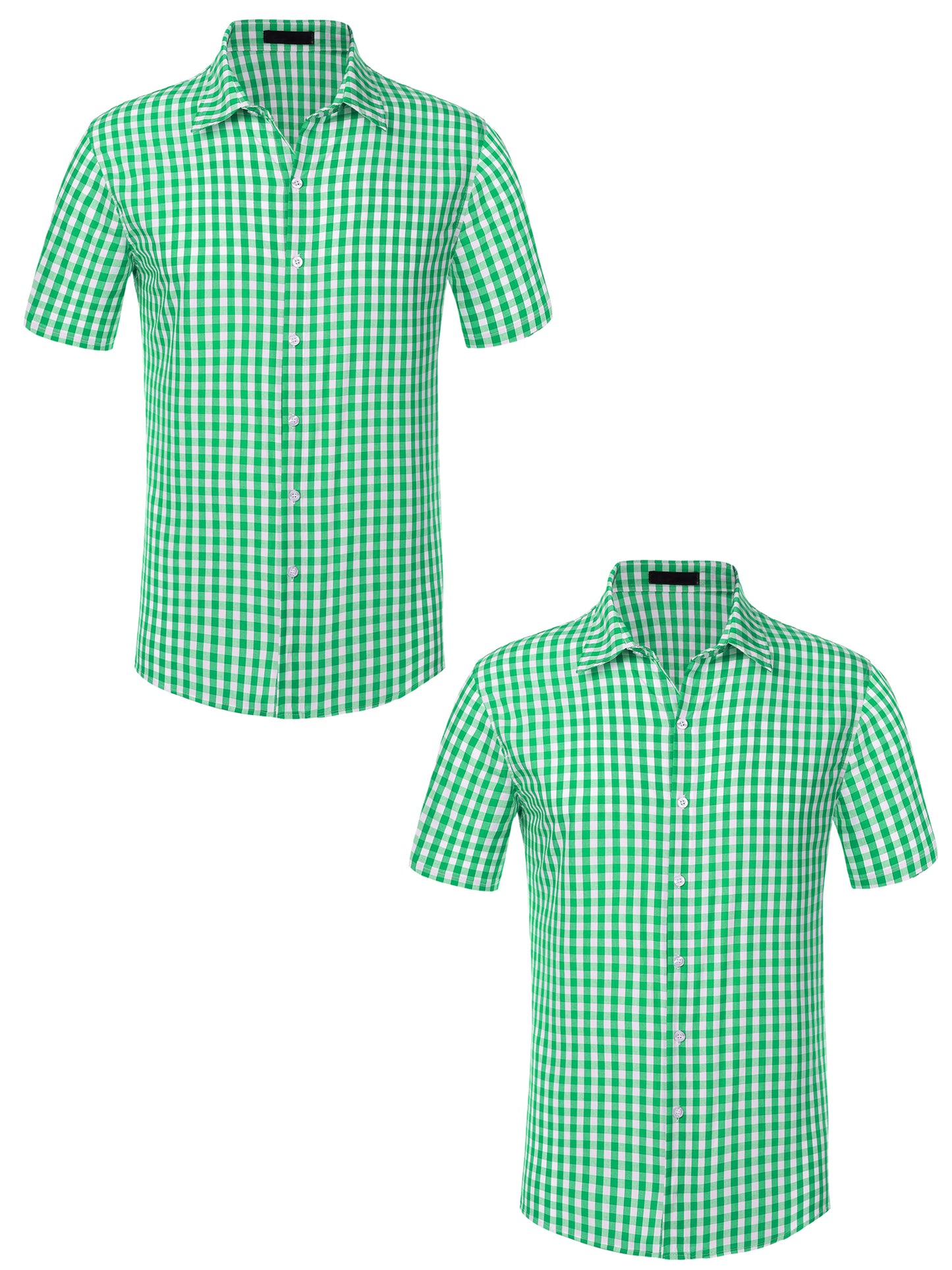[PACK SALES] Men's 2 Pieces Short Sleeves Formal Plaid Checks Dress Shirts