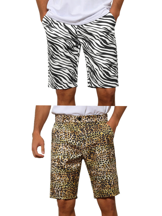 [PACK SALES] Men's 2 Pieces Regular Fit Summer Shorts Pants Animal Print Shorts