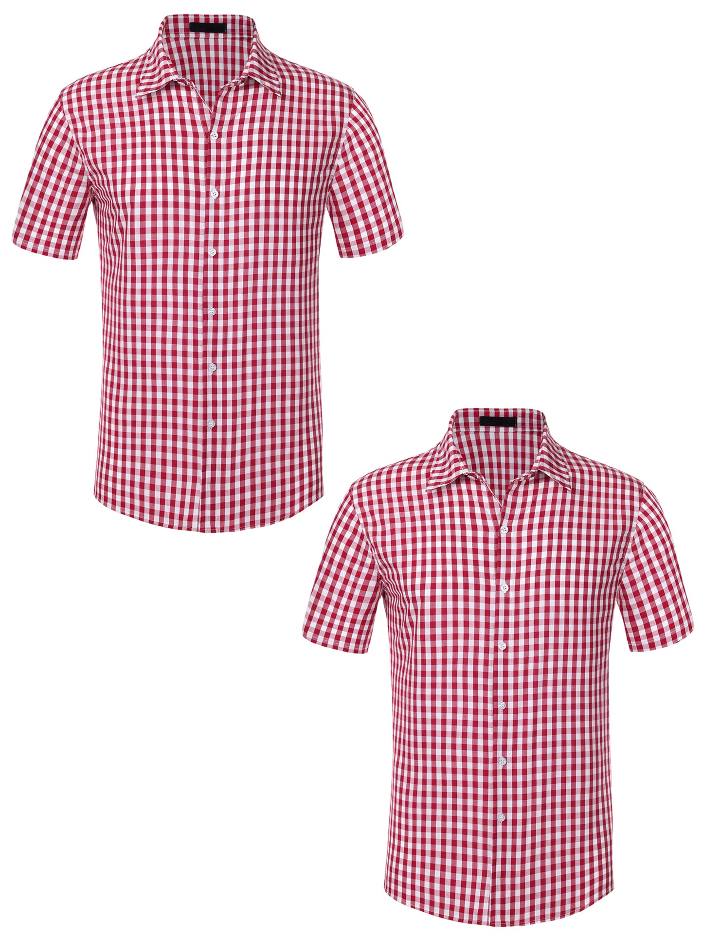 [PACK SALES] Men's 2 Pieces Short Sleeves Formal Plaid Checks Dress Shirts