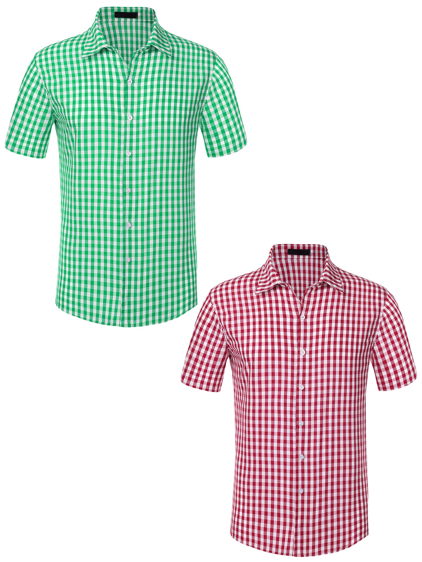 [PACK SALES] Men's 2 Pieces Short Sleeves Formal Plaid Checks Dress Shirts