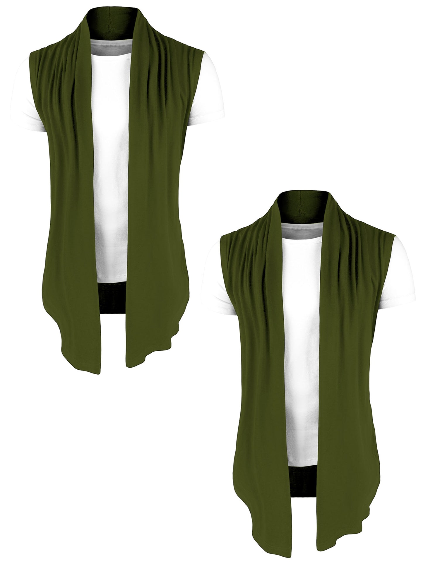 [PACK SALES] Men's 2 Pieces Open Front Shawl Collar Sleeveless Cardigan Vest