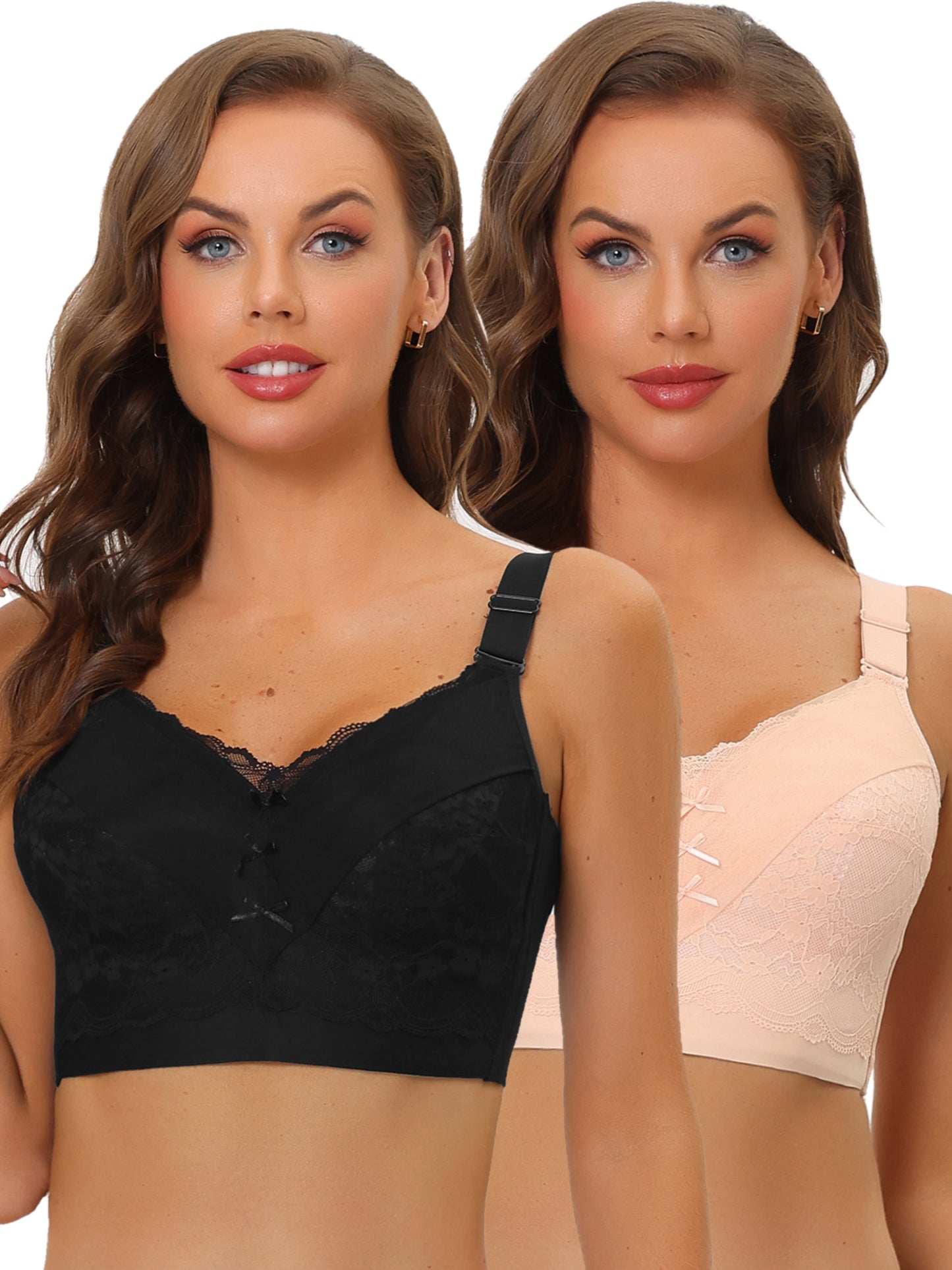 [PACK SALES] Women's 2 Pieces Full Coverage Bra Wide Straps Longline Hem Wirefree Bralette