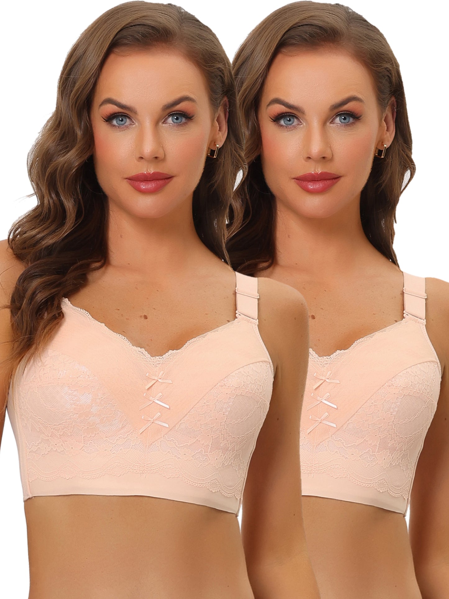 [PACK SALES] Women's 2 Pieces Full Coverage Bra Wide Straps Longline Hem Wirefree Bralette
