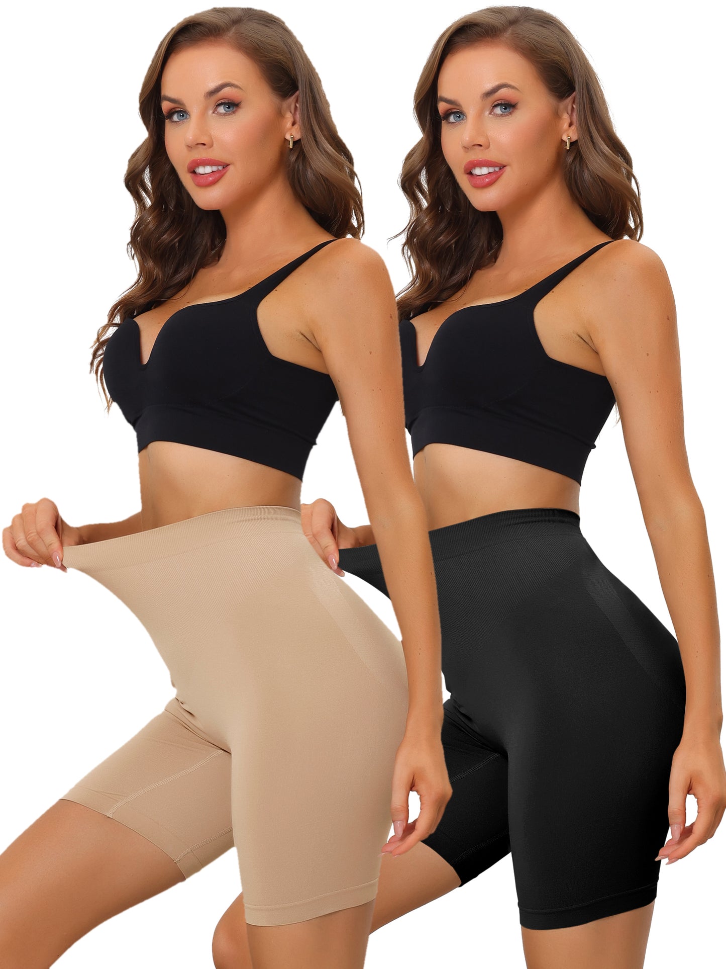 [PACK SALES] Women's 2 Pieces High Waisted Shapewear Slip Shorts Thigh Knickers Panties