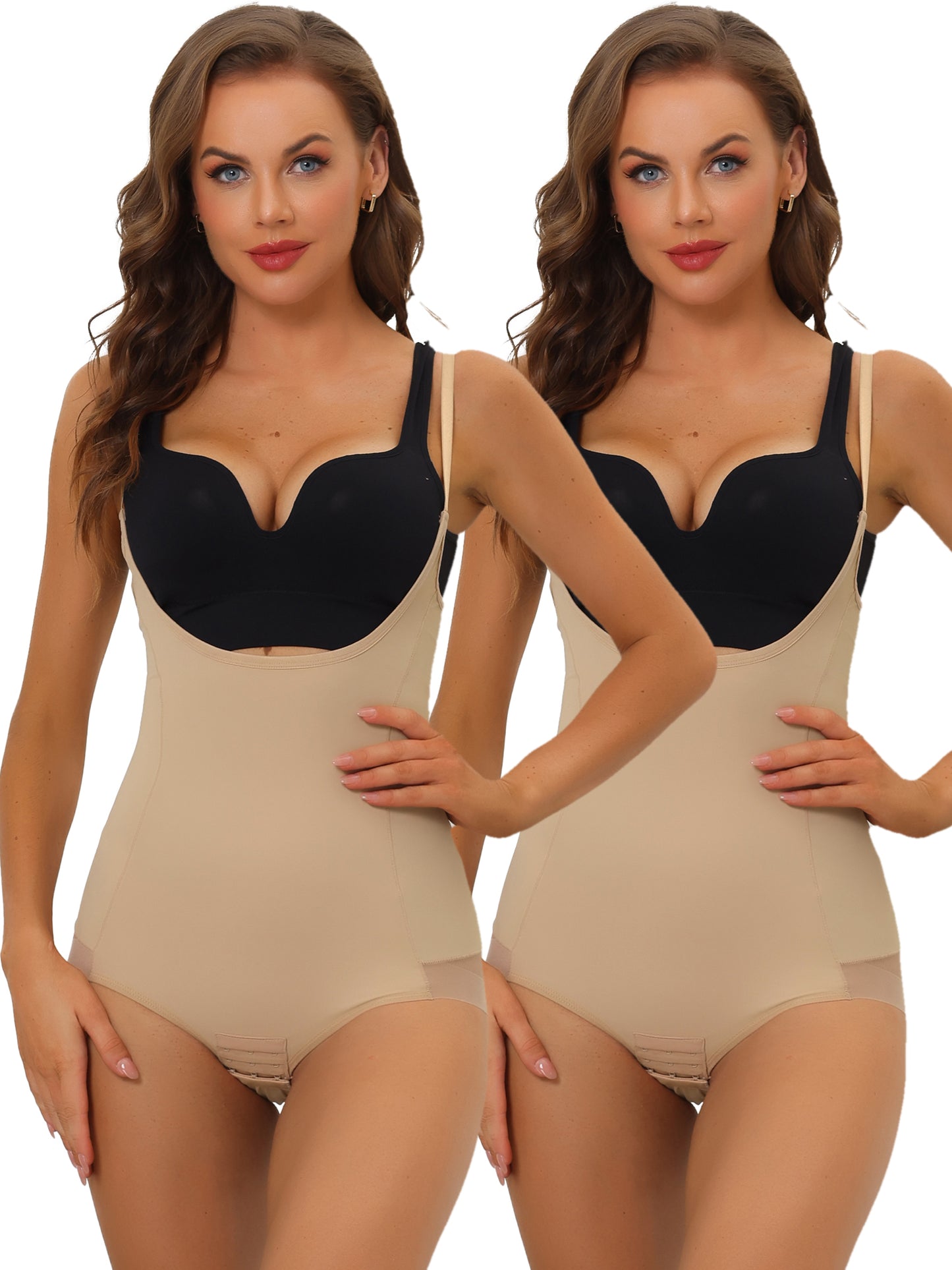 [PACK SALES] Women's 2 Pieces Mesh Full Shape Slimming Sculpting Adjustable Straps Bodysuit