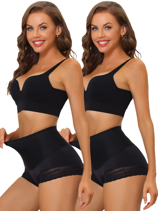[PACK SALES] Women's 2 Pieces High Waisted Shapewear Butt Lifter Lace Panties Bodyshaper