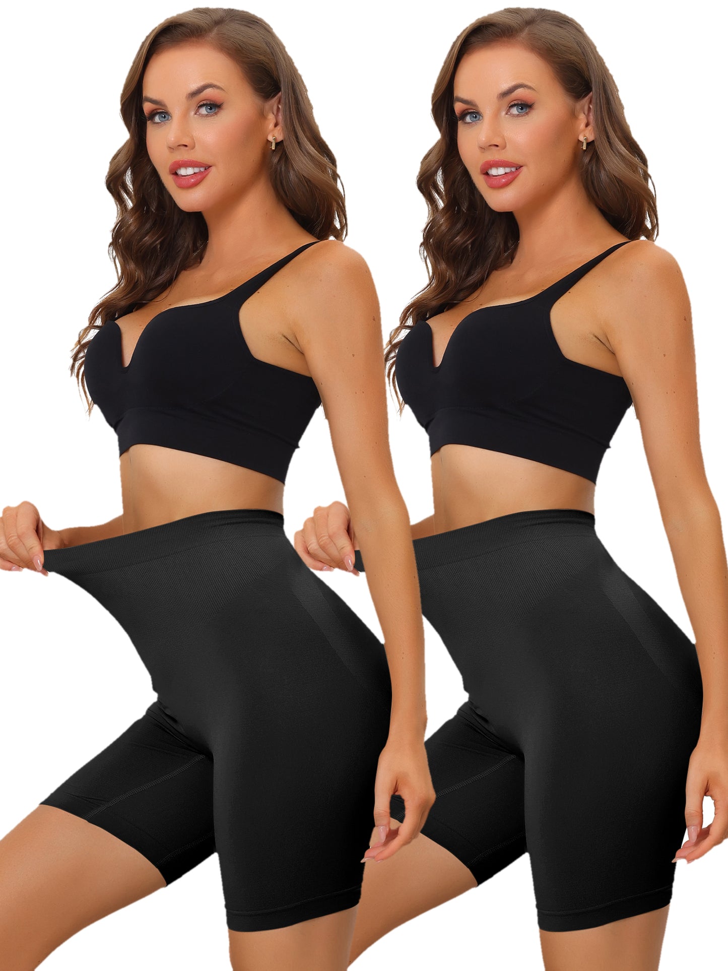 [PACK SALES] Women's 2 Pieces High Waisted Shapewear Slip Shorts Thigh Knickers Panties