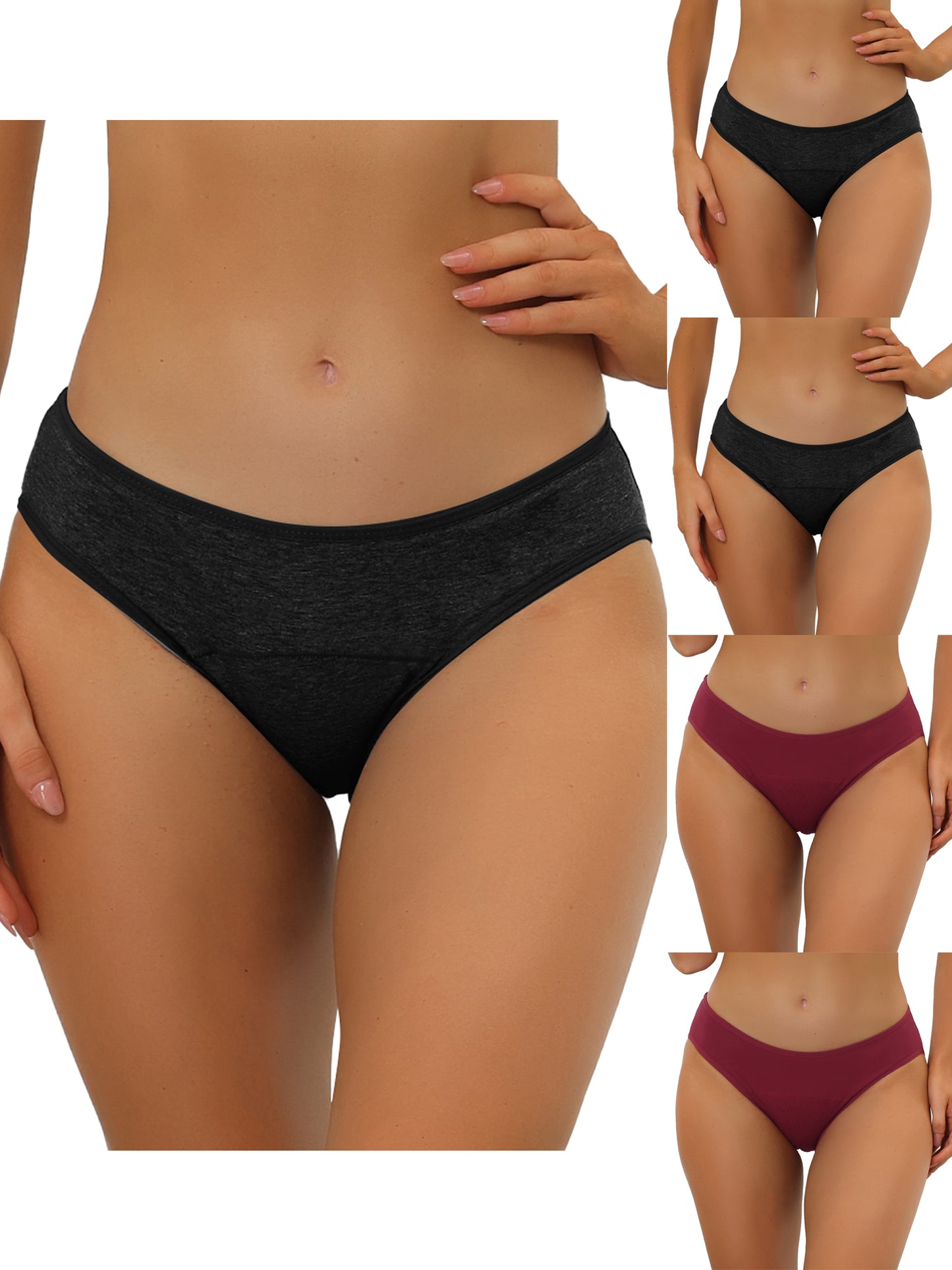 [PACK SALES] Women's 5 Pieces Underwear Mid-Rised Hipster Panties (Available in Plus Size)