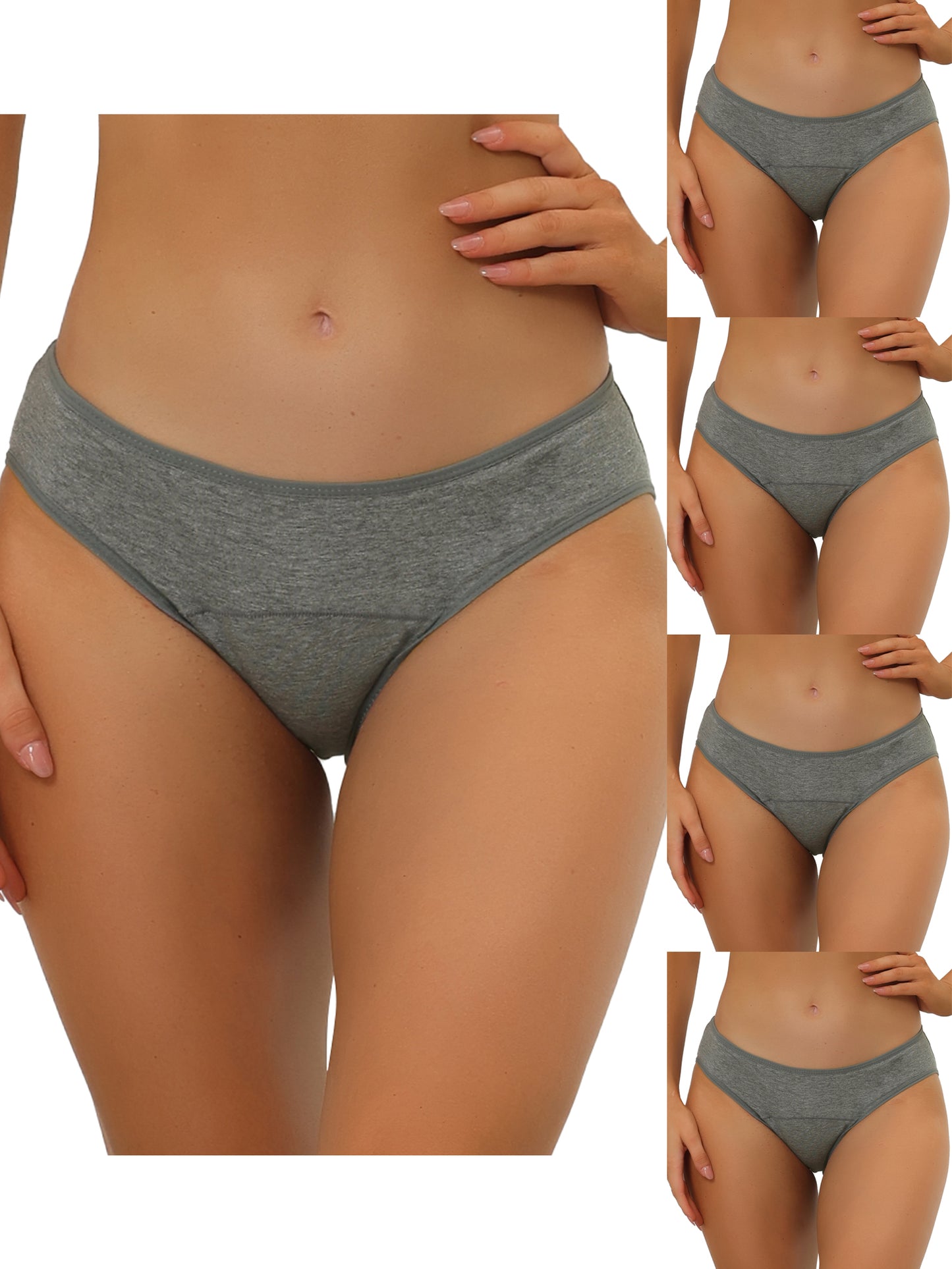 [PACK SALES] Women's 5 Pieces Underwear Mid-Rised Hipster Panties (Available in Plus Size)