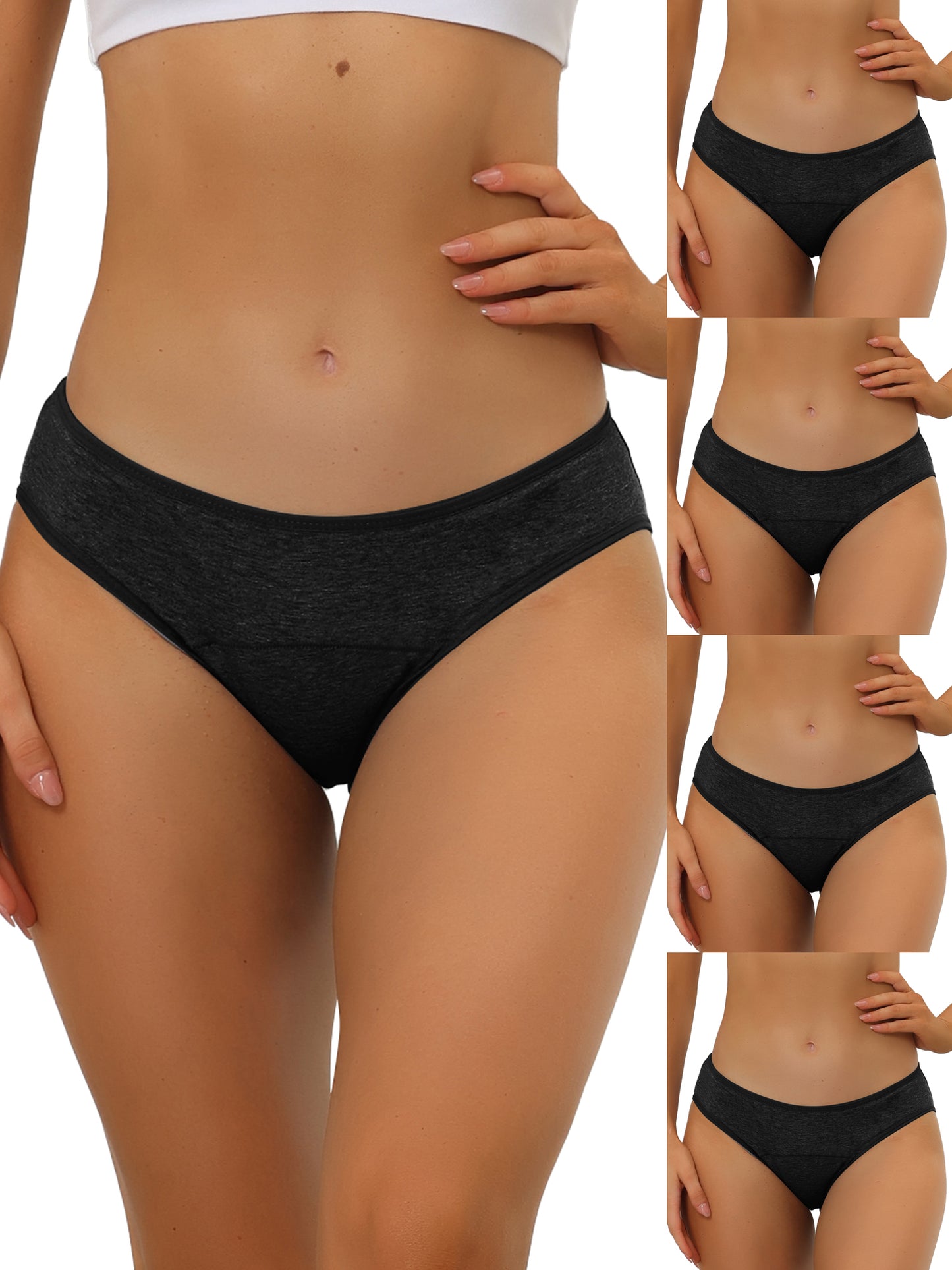 [PACK SALES] Women's 5 Pieces Underwear Mid-Rised Hipster Panties (Available in Plus Size)